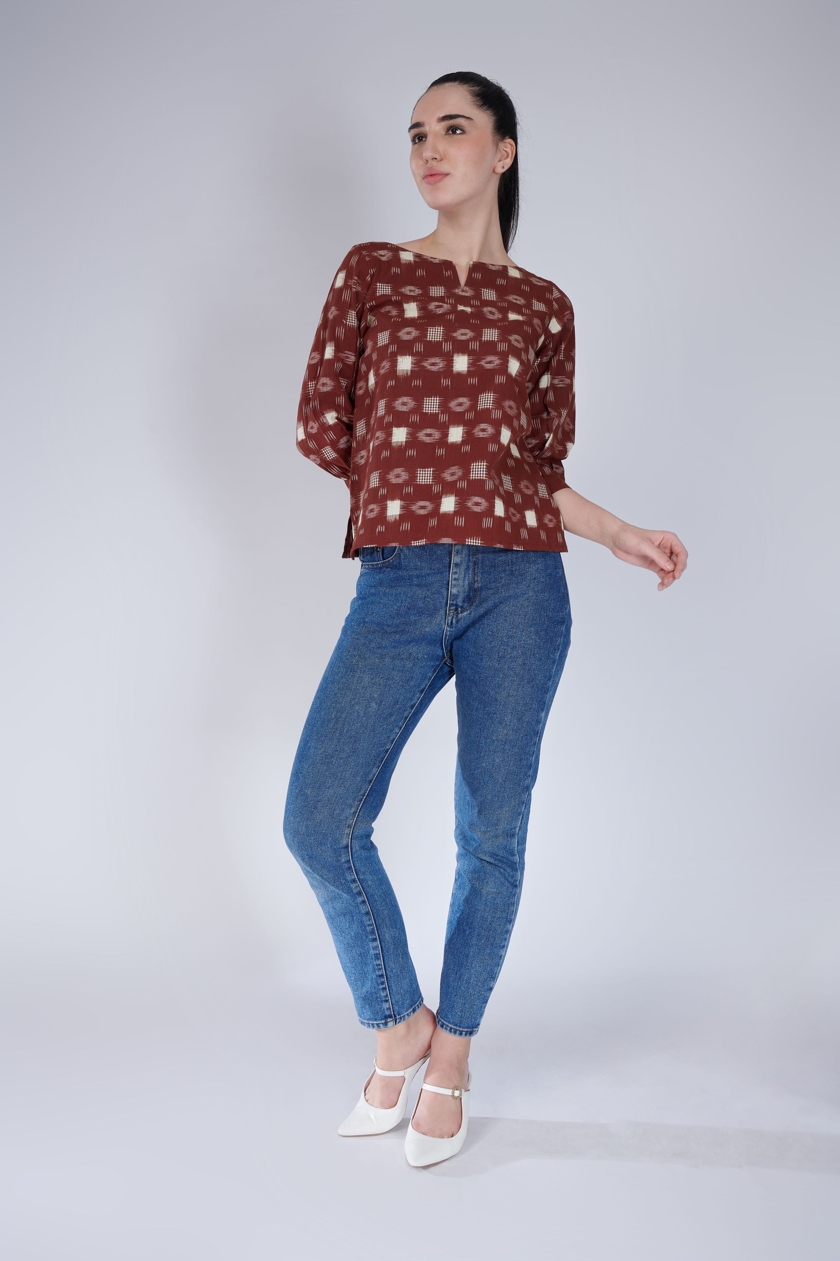 Brown Ikat Top
