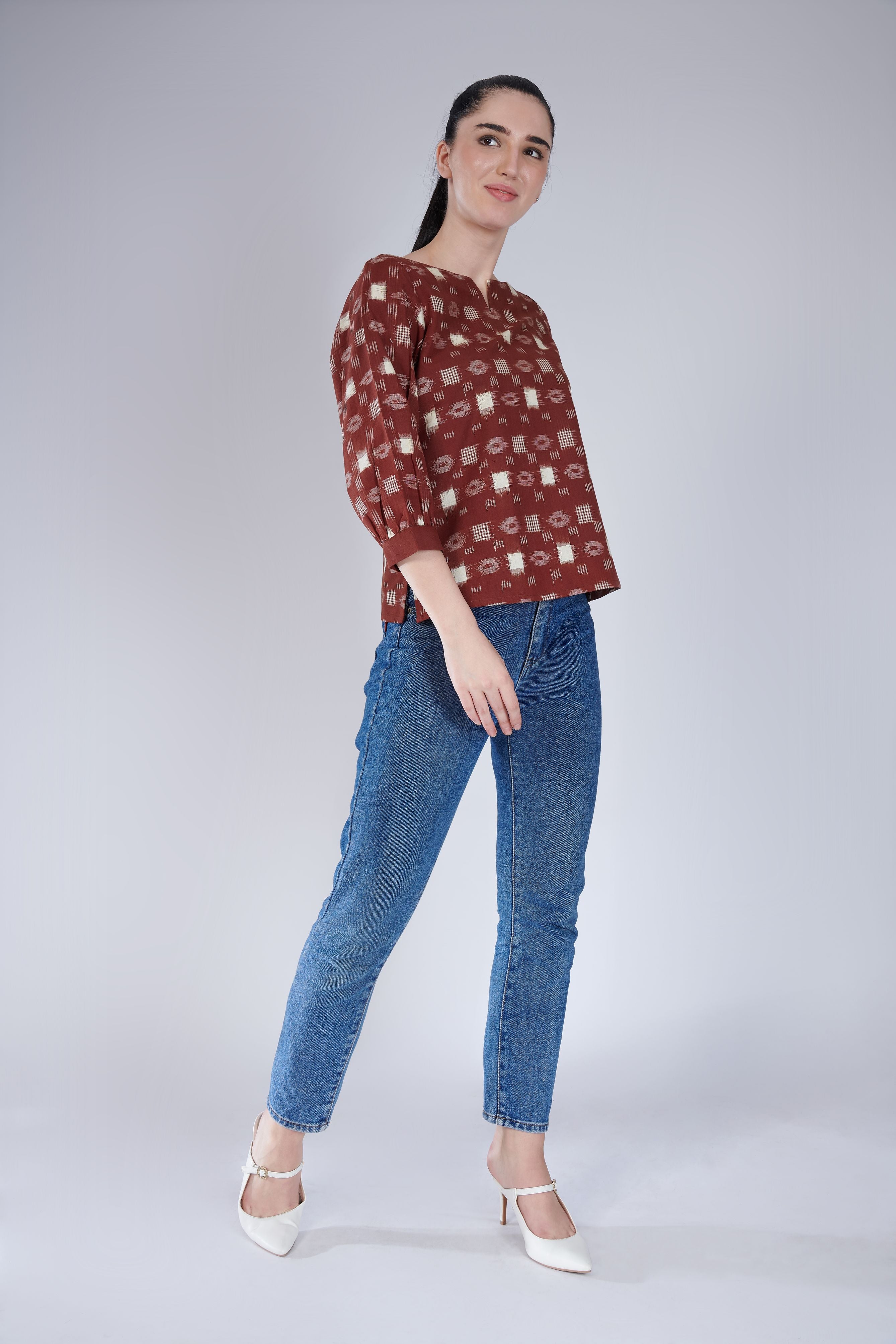 Brown Ikat Top