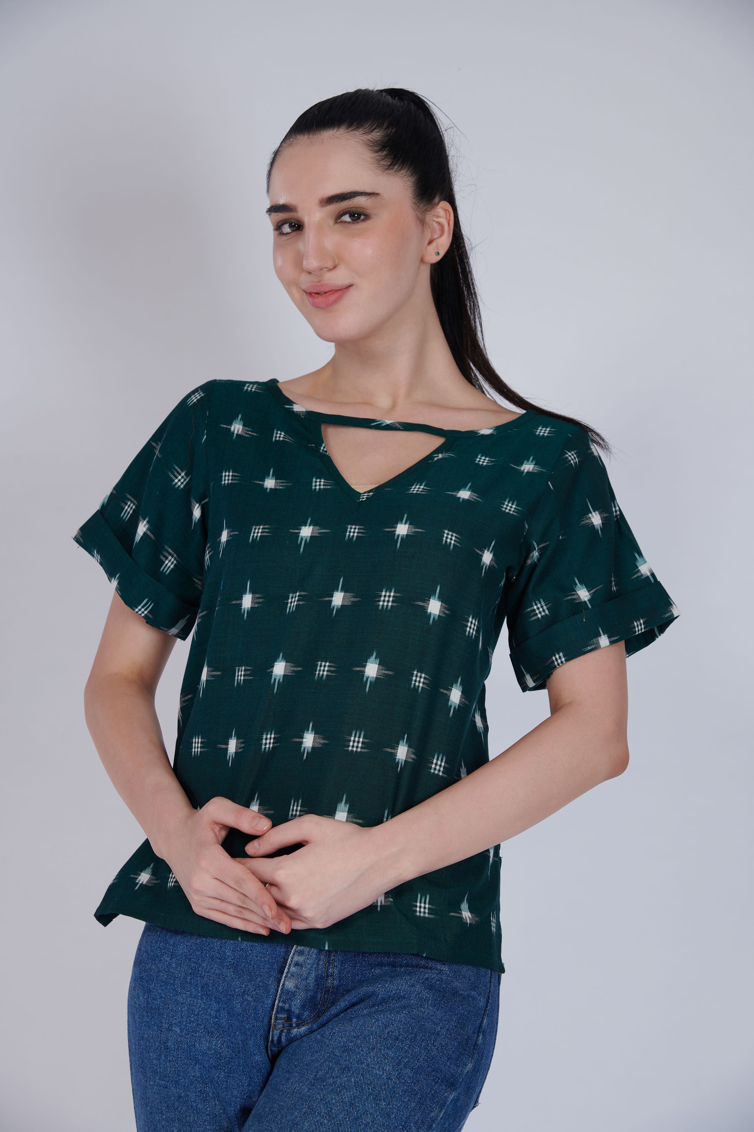 Green Ikat Top