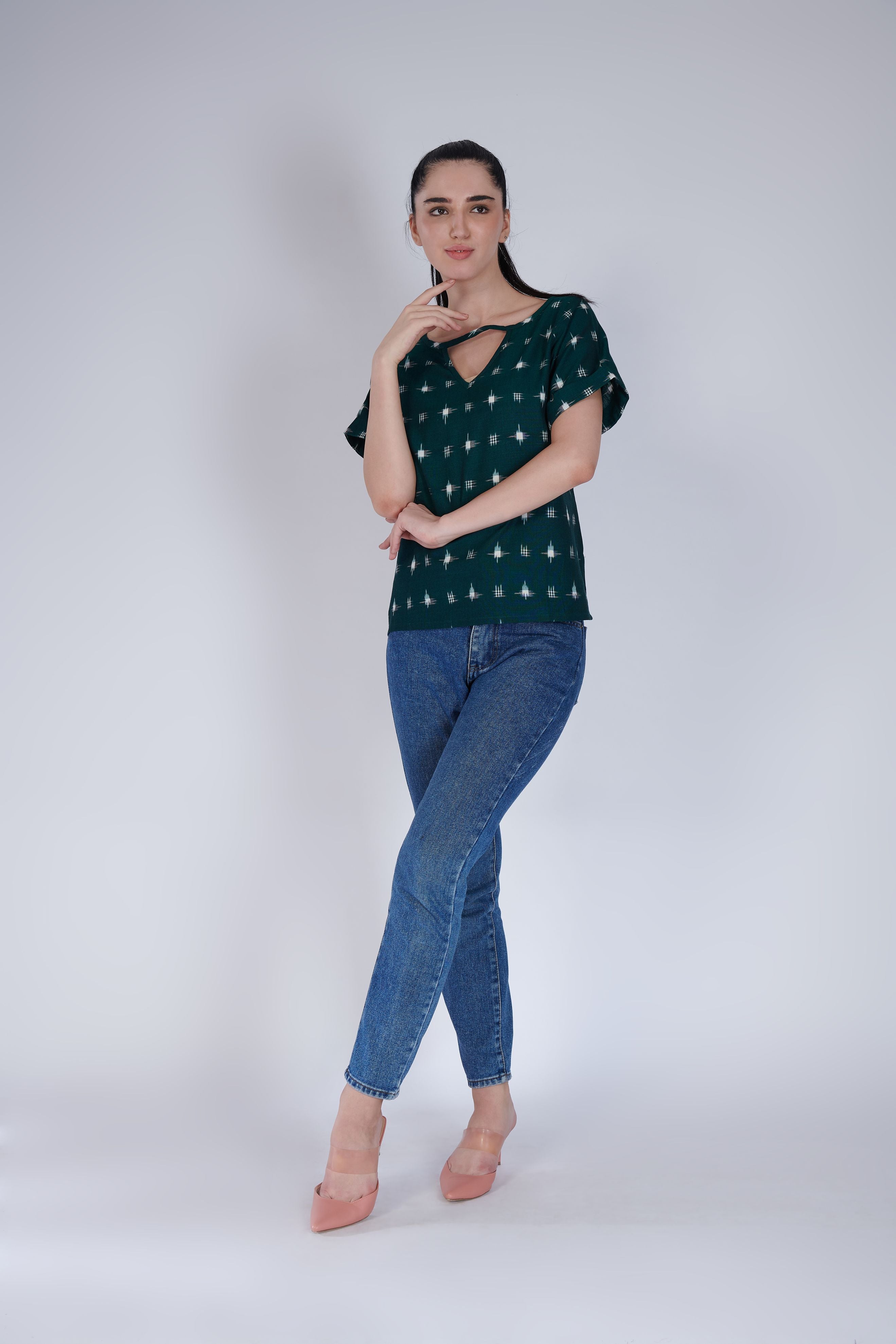 Green Ikat Top