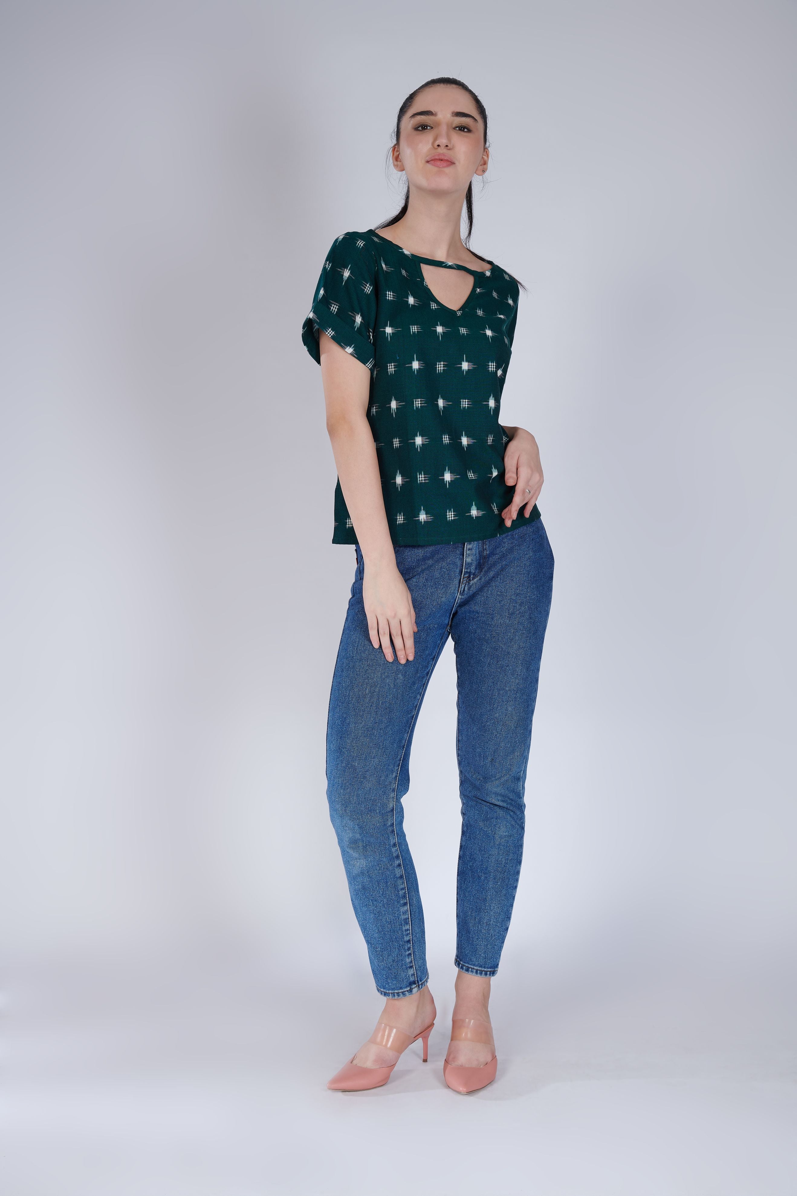 Green Ikat Top