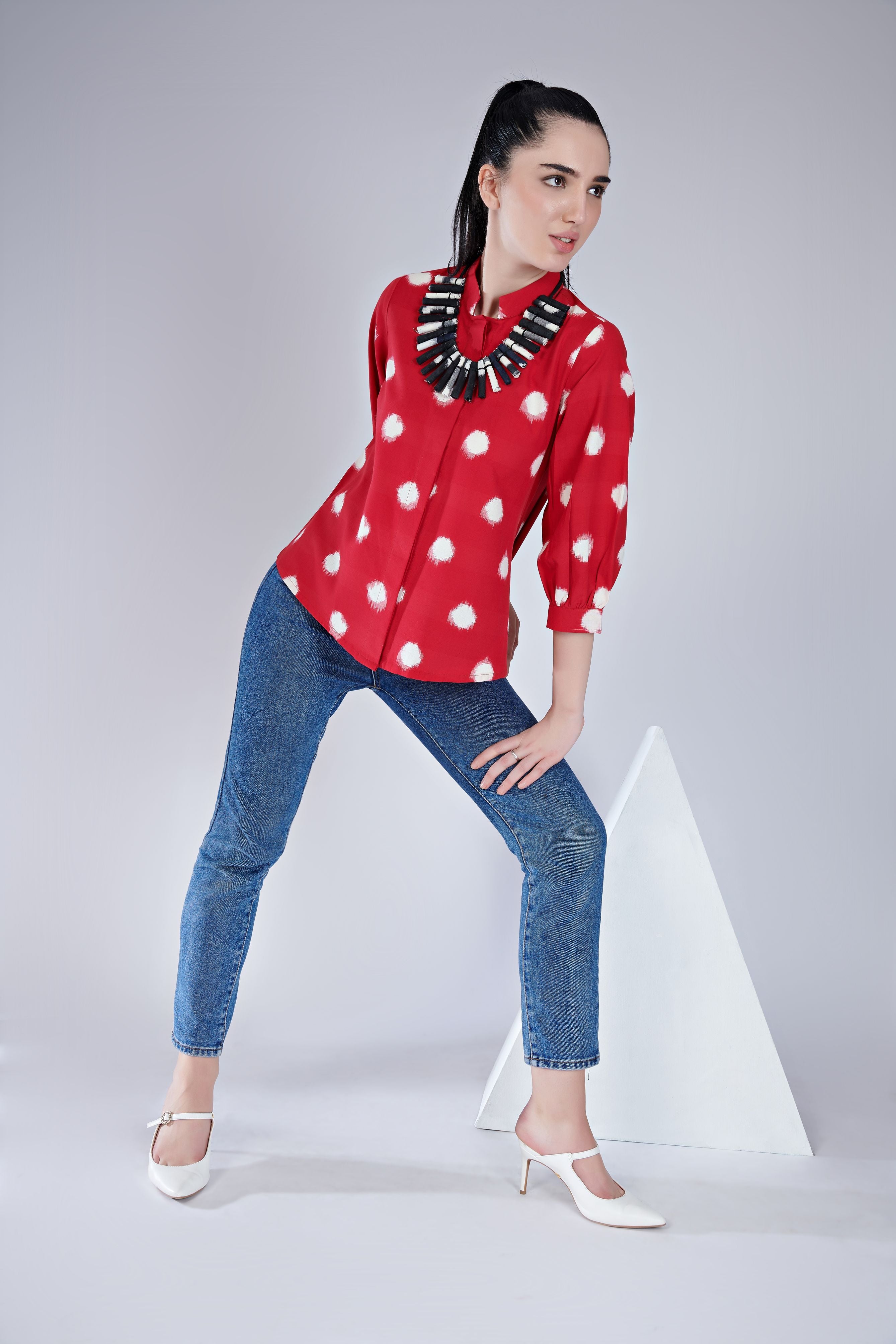 Ikat Polka Jacket Top