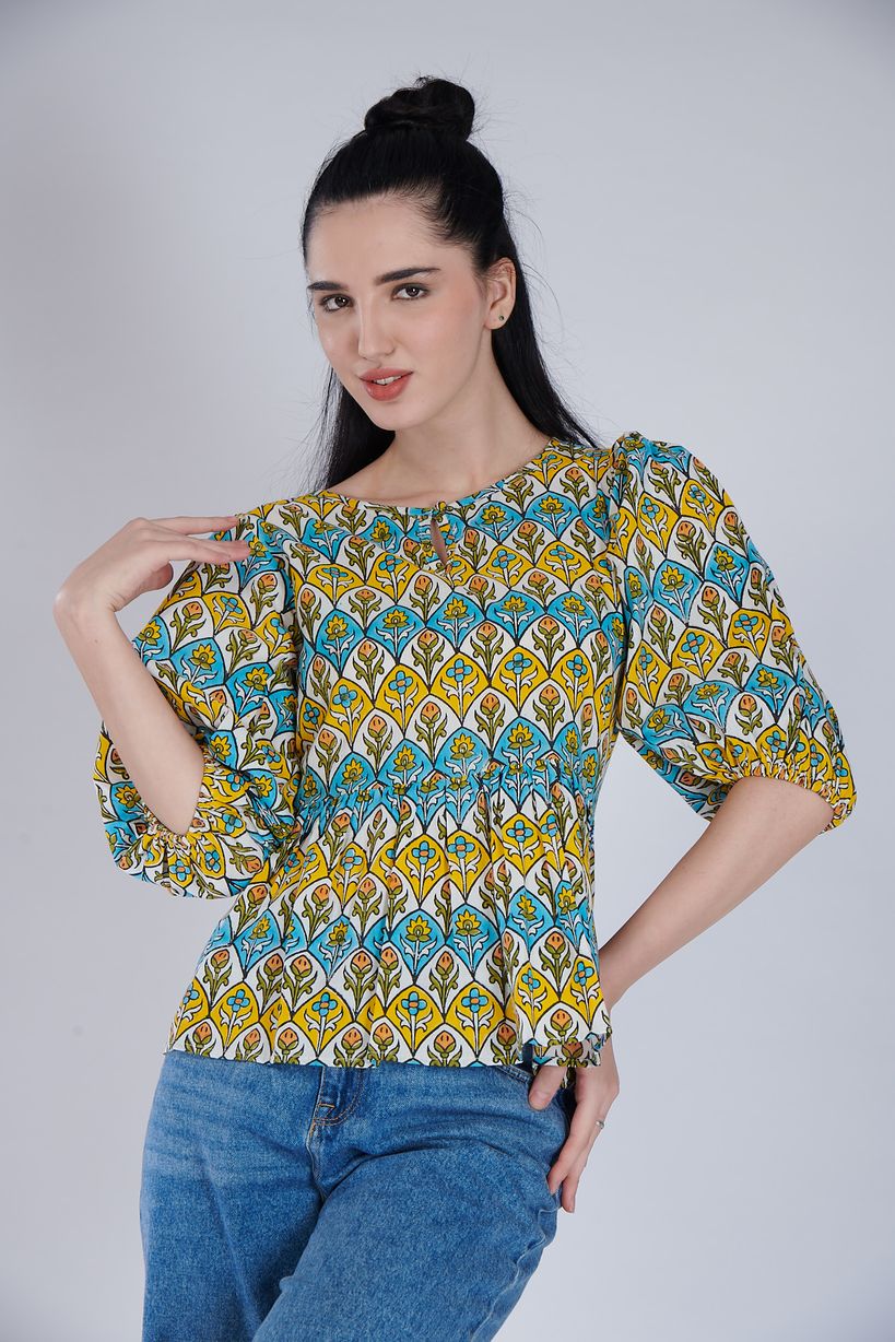 Block Printed Cotton Top