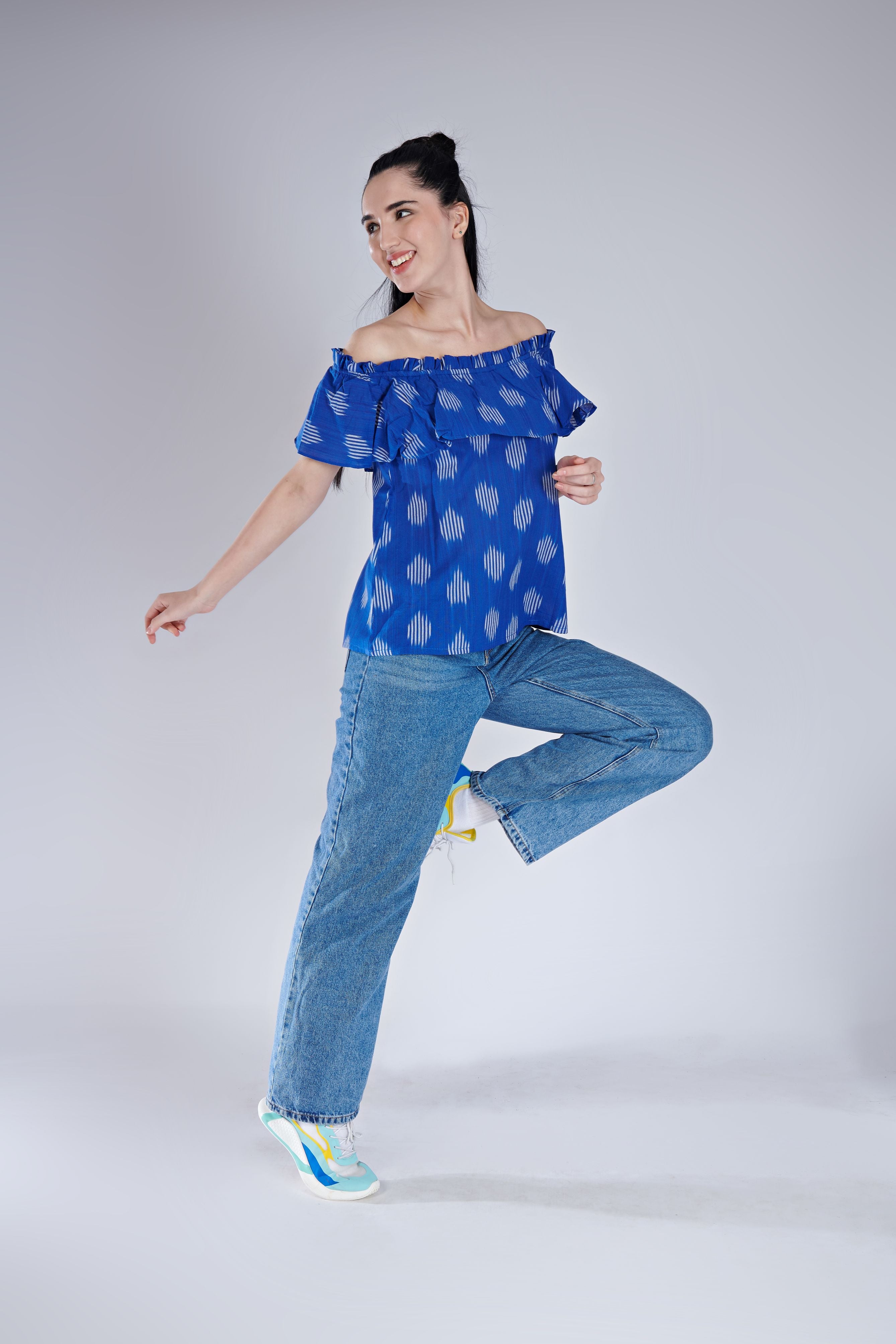 Off Shoulder Ikat Top