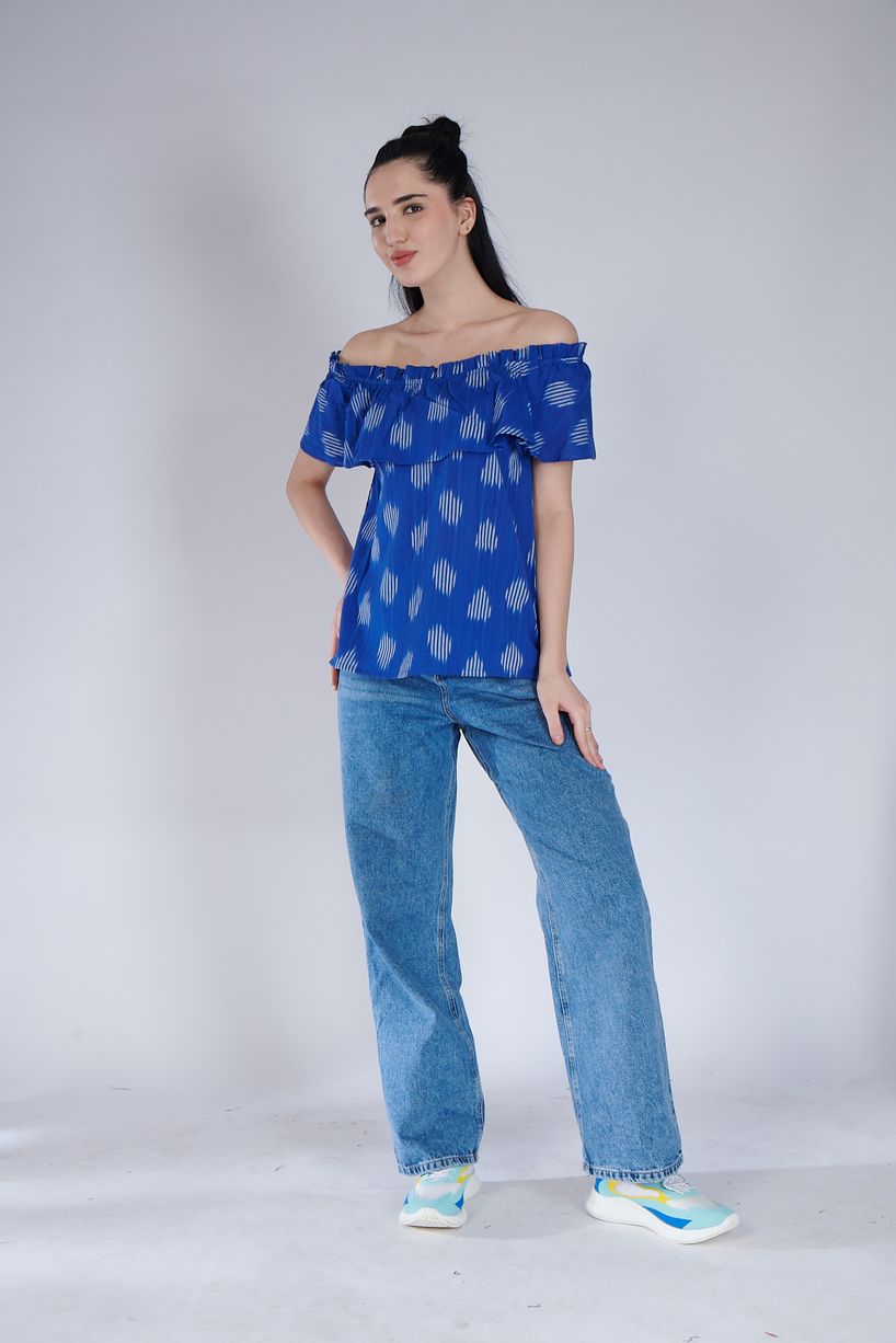 Off Shoulder Ikat Top