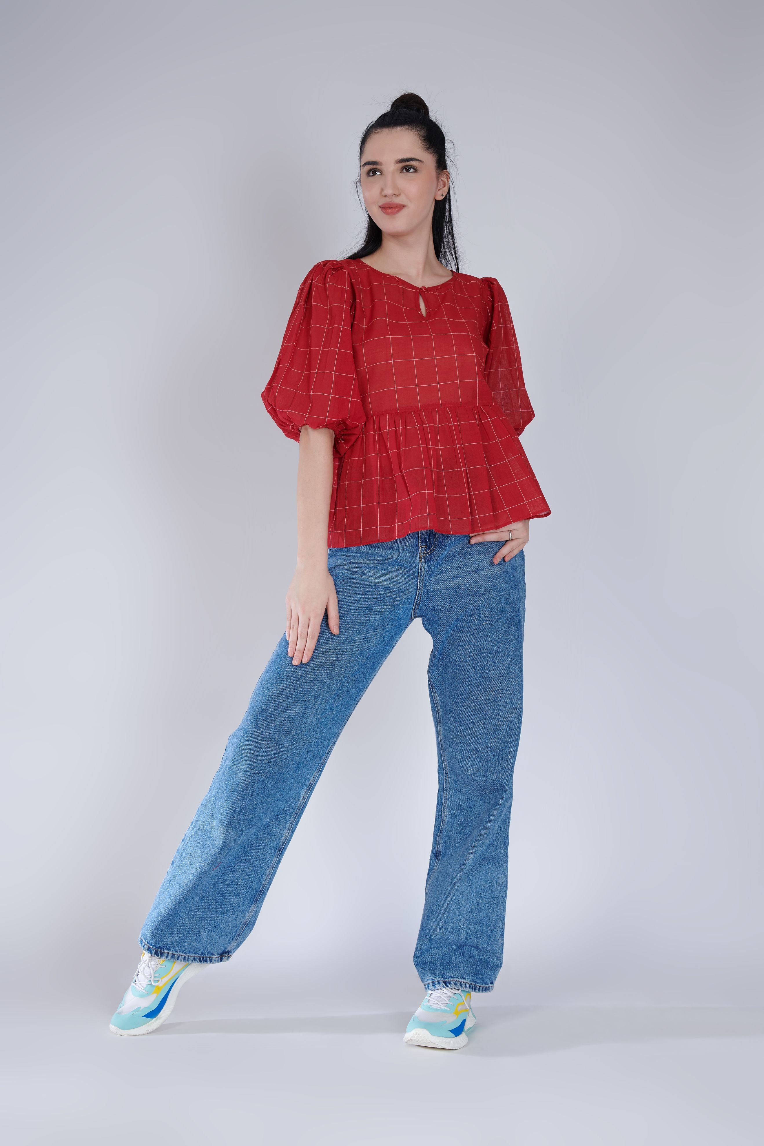 Handloom Cotton Peplum Top