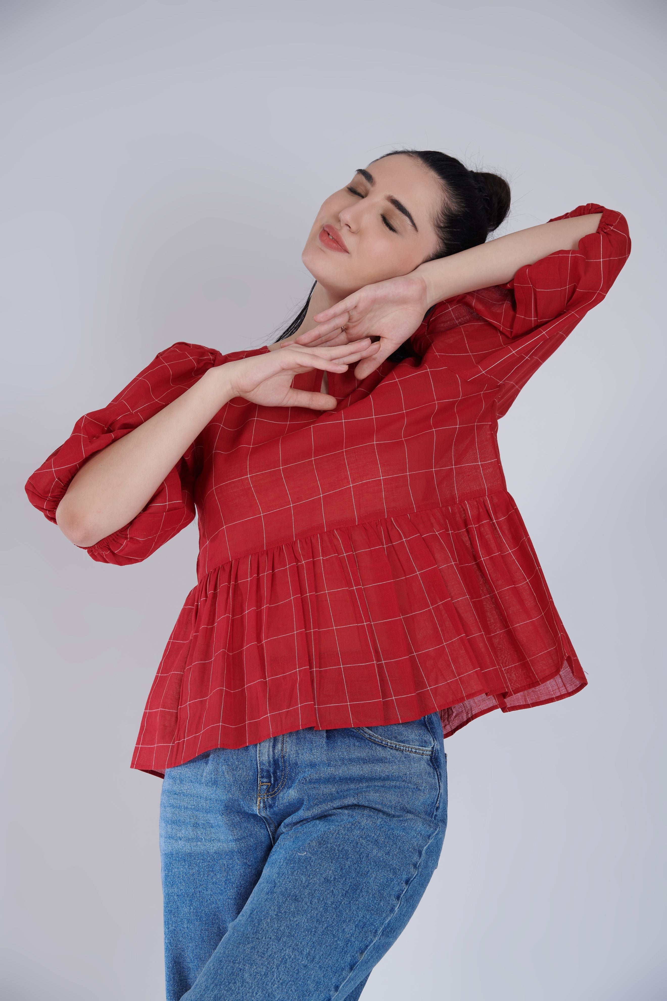 Handloom Cotton Peplum Top