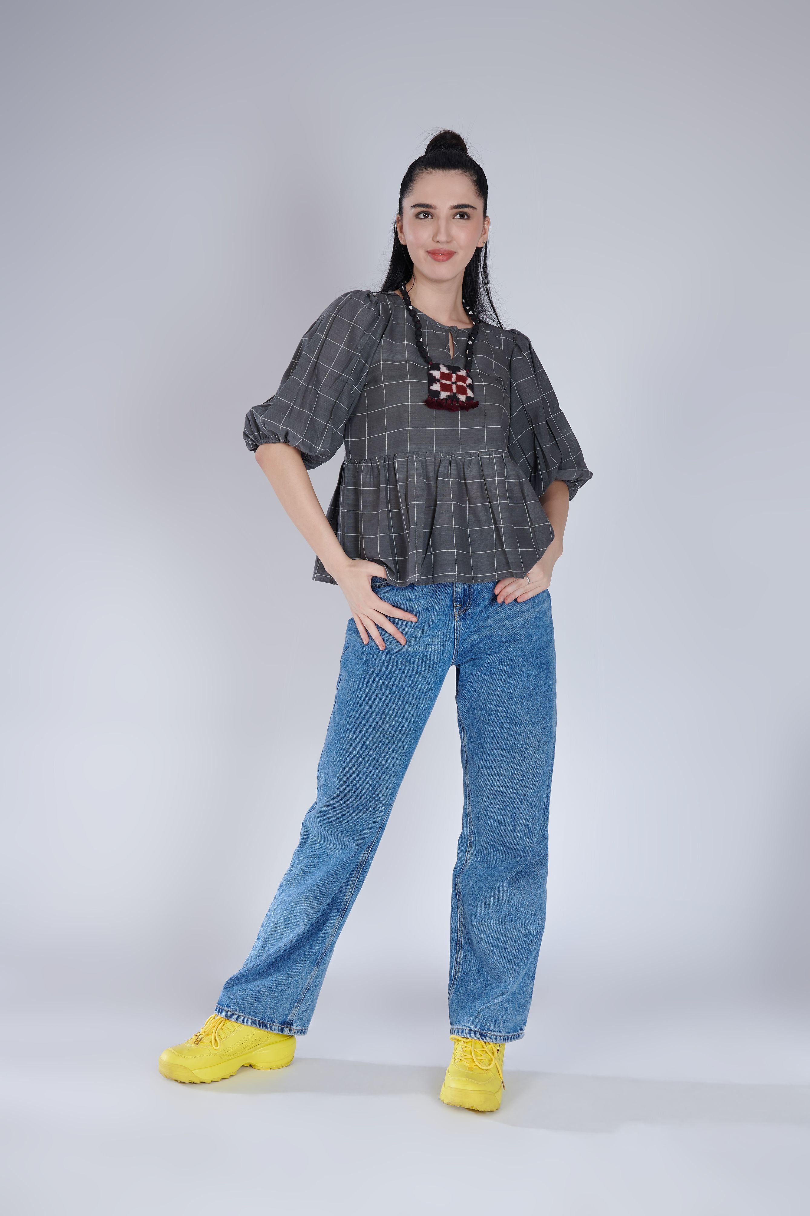 Handloom Cotton Peplum Top