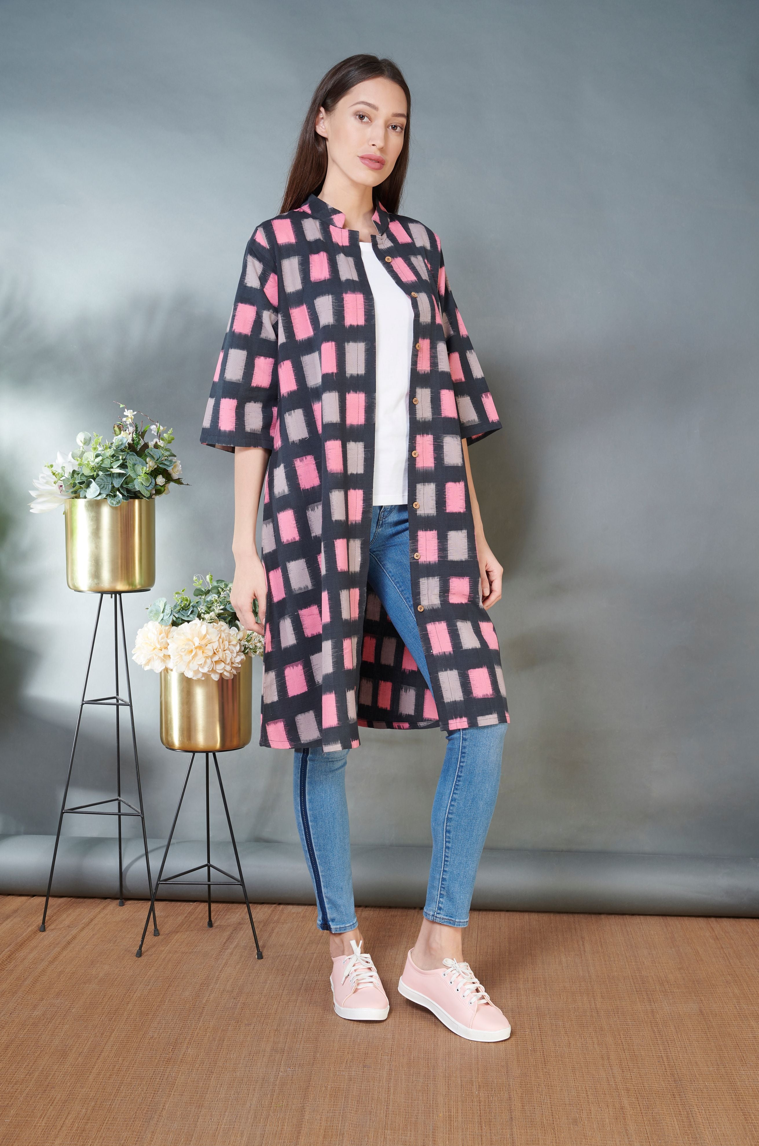 Multicolour Ikat Jacket Dress