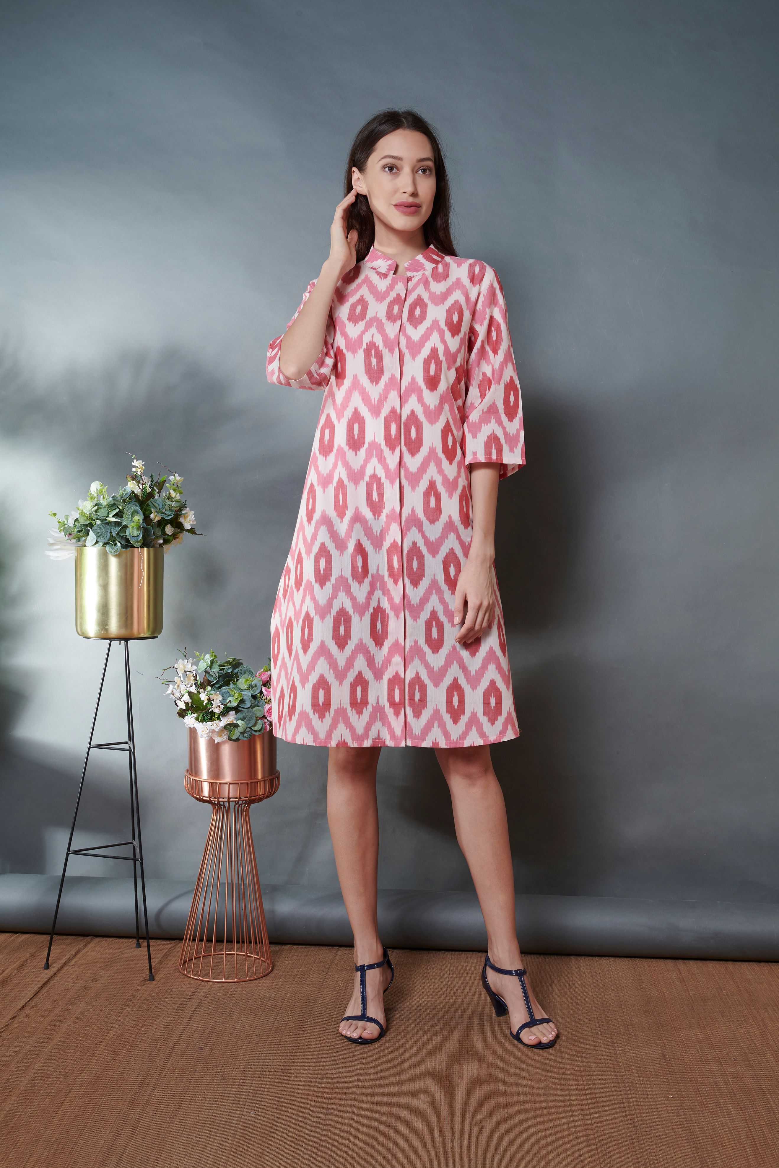 Pink Ikat Jacket Dress