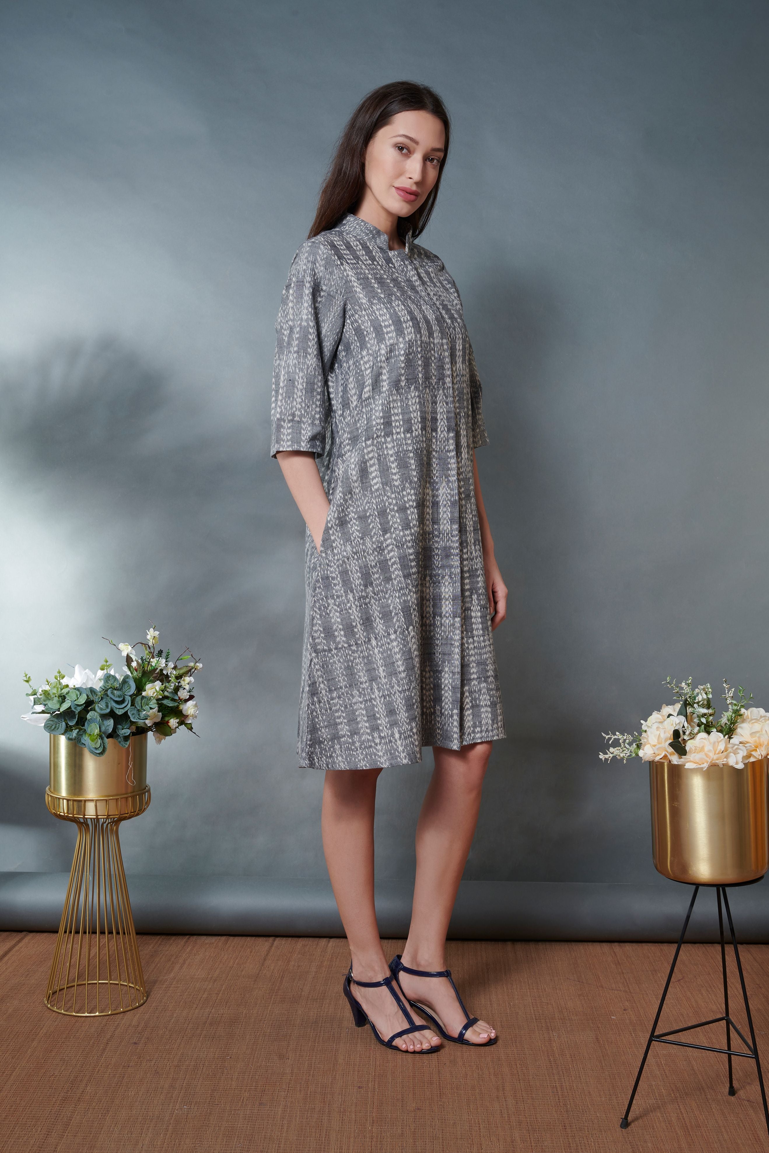 Grey Ikat Jacket Dress - World of Ikkat