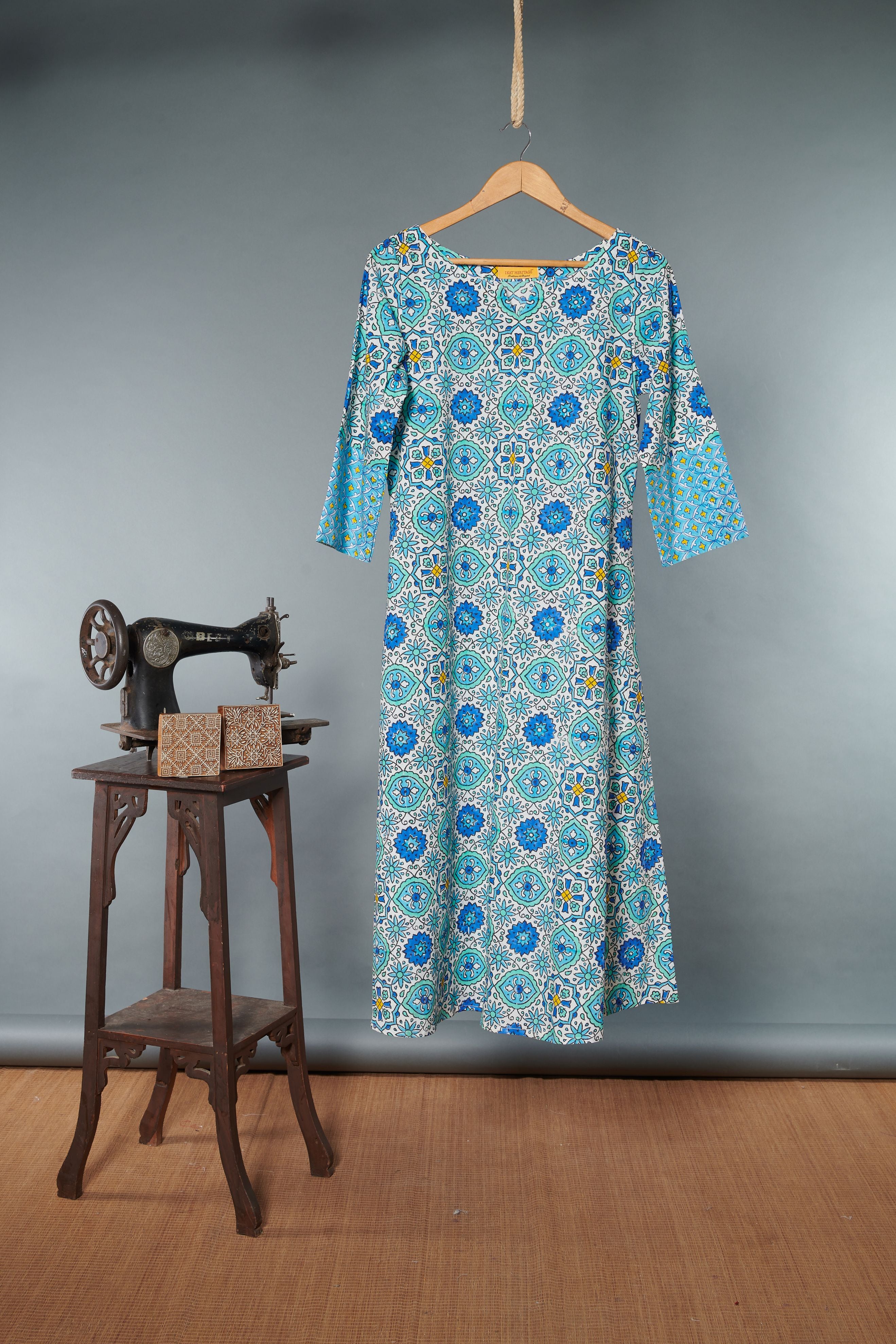 Blue Pottery Block Printed Kurta