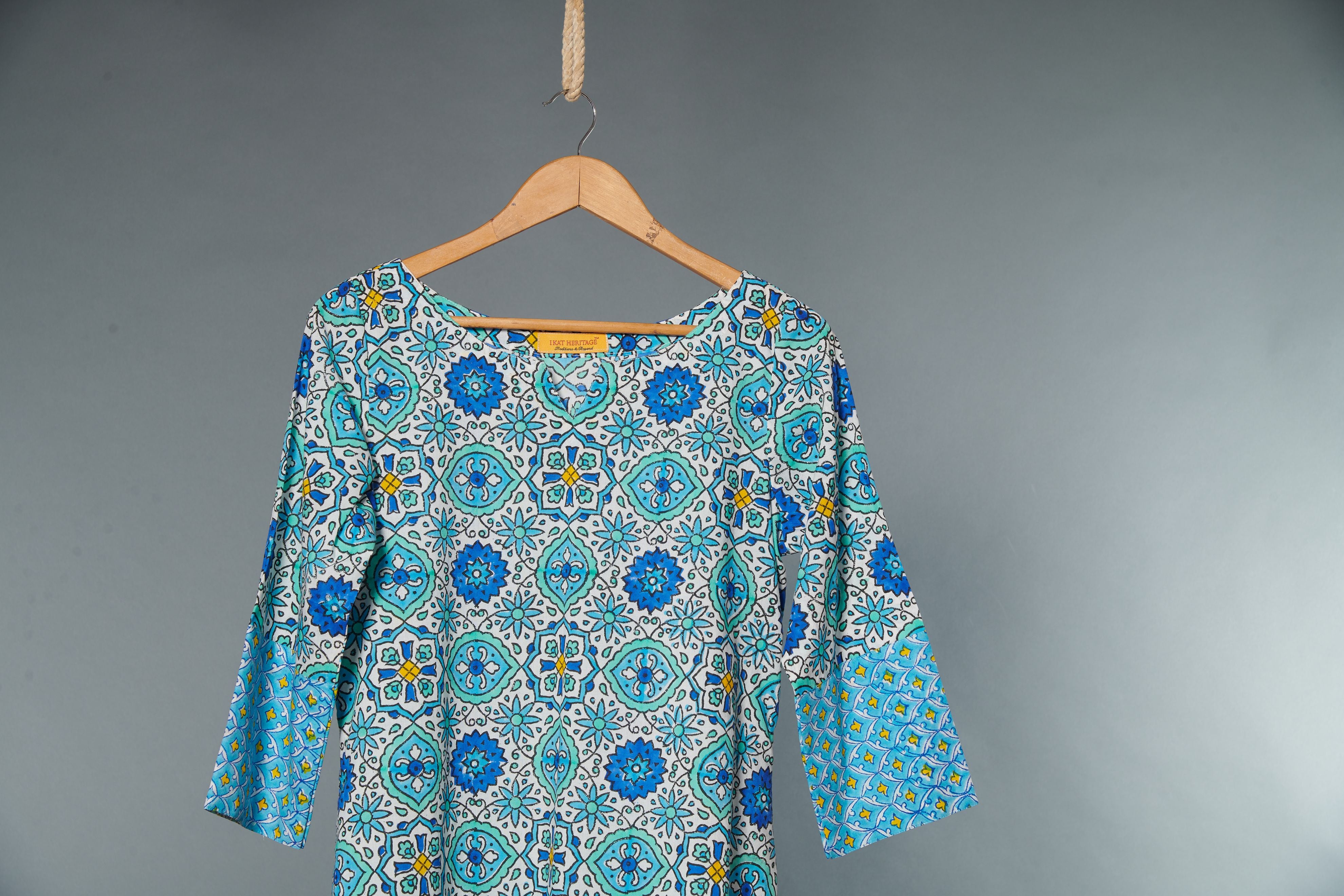 Blue Pottery Block Printed Kurta