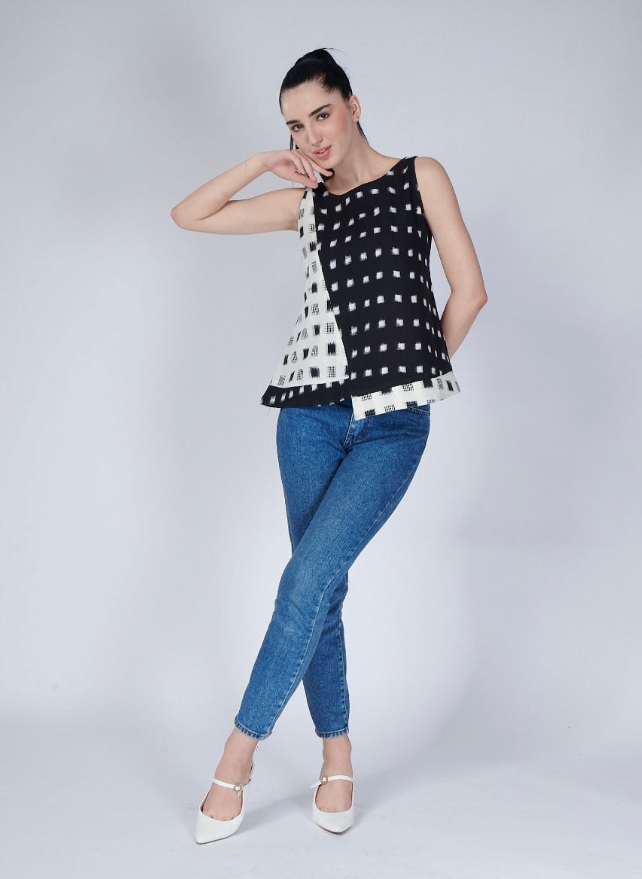 Monochrome Ikat Top