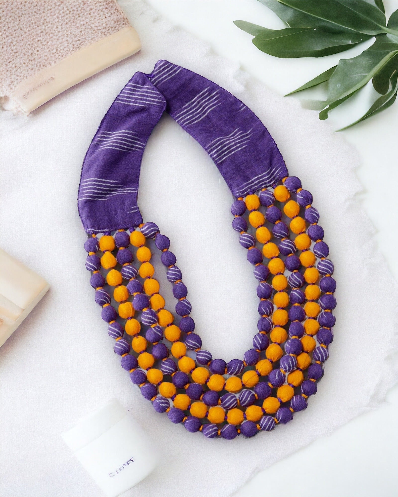 Ikat Fabric Beads Necklace