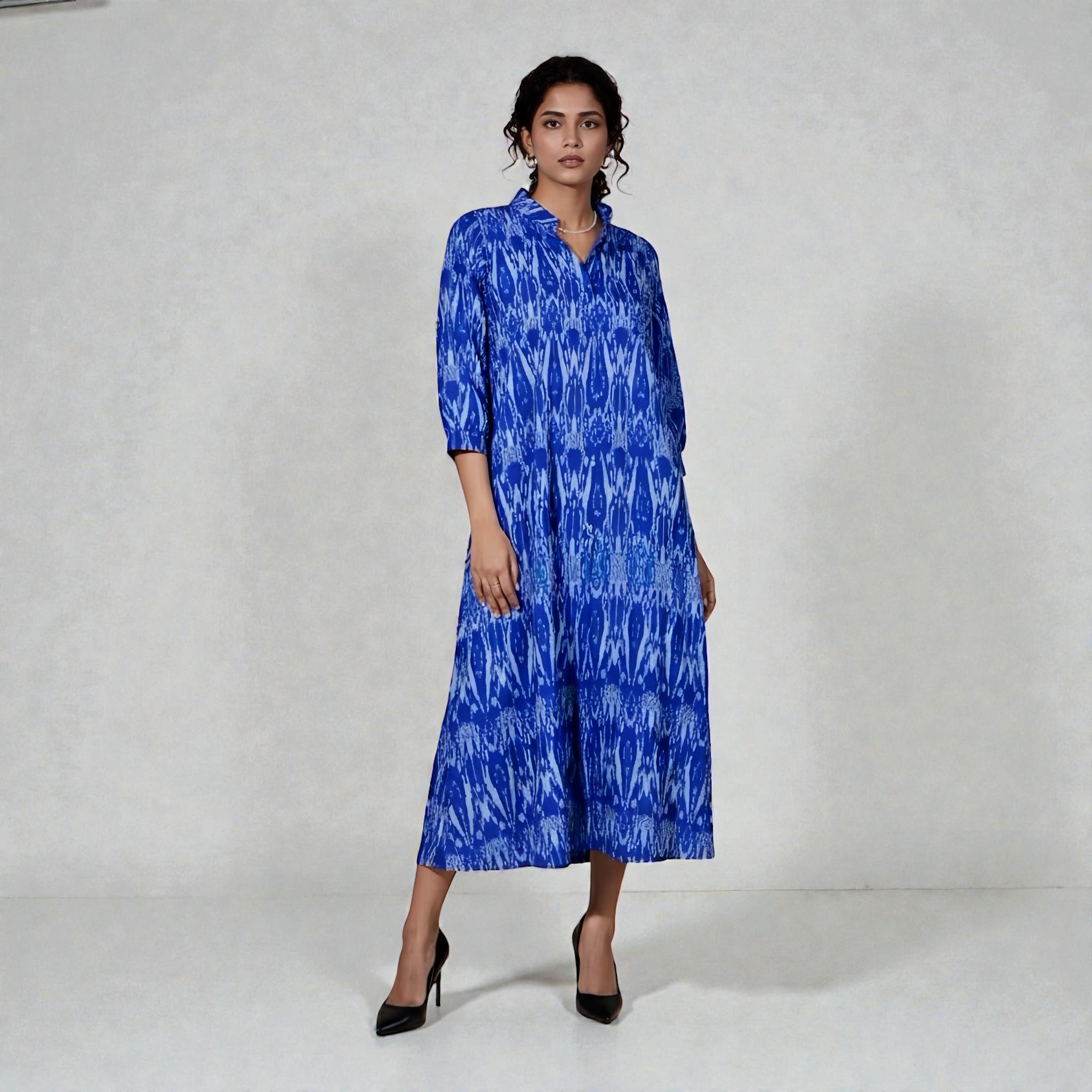 Blue Ikkat Jacket Dress