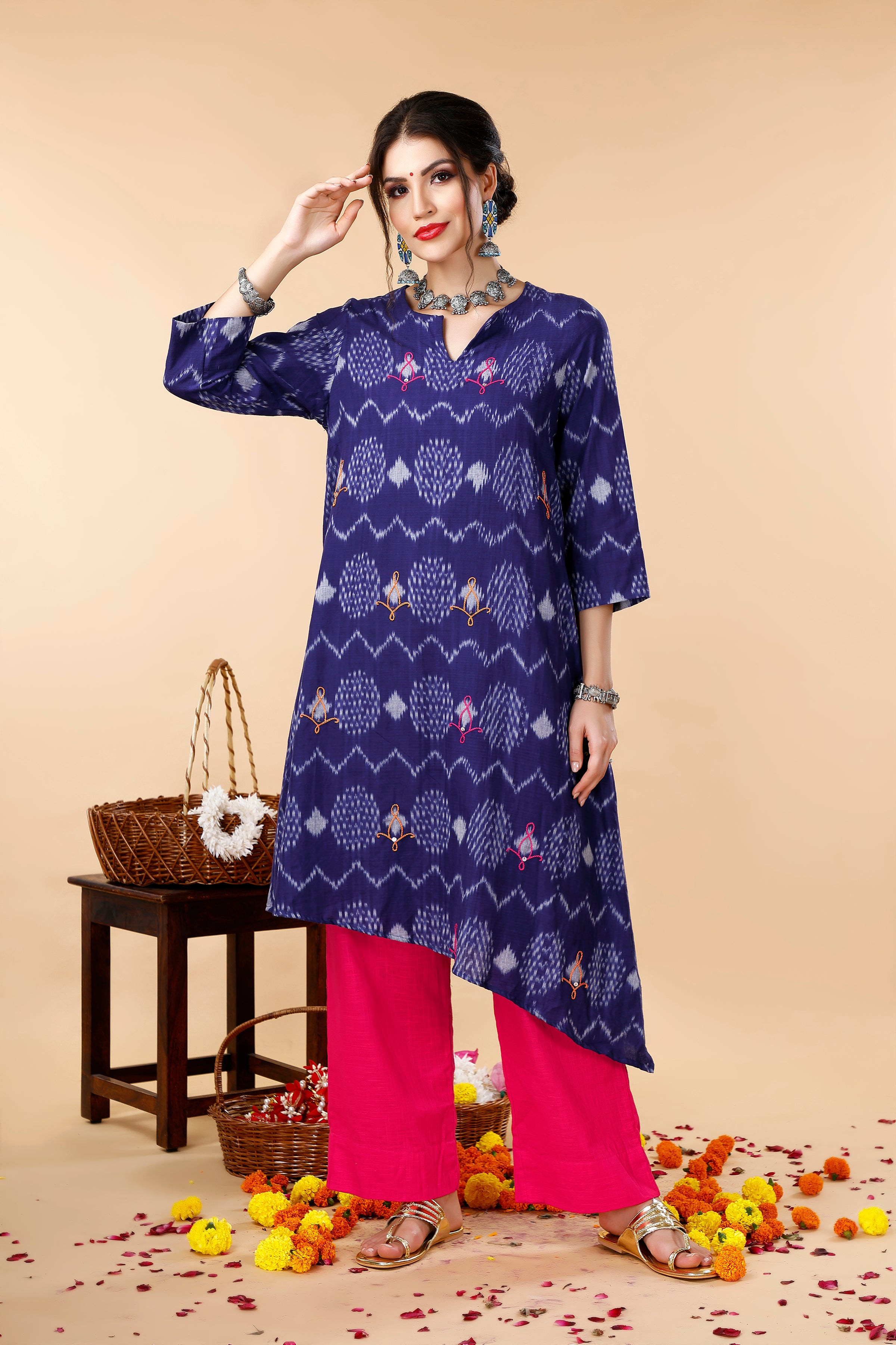 Blue Asymmetric Ikat Coord Set