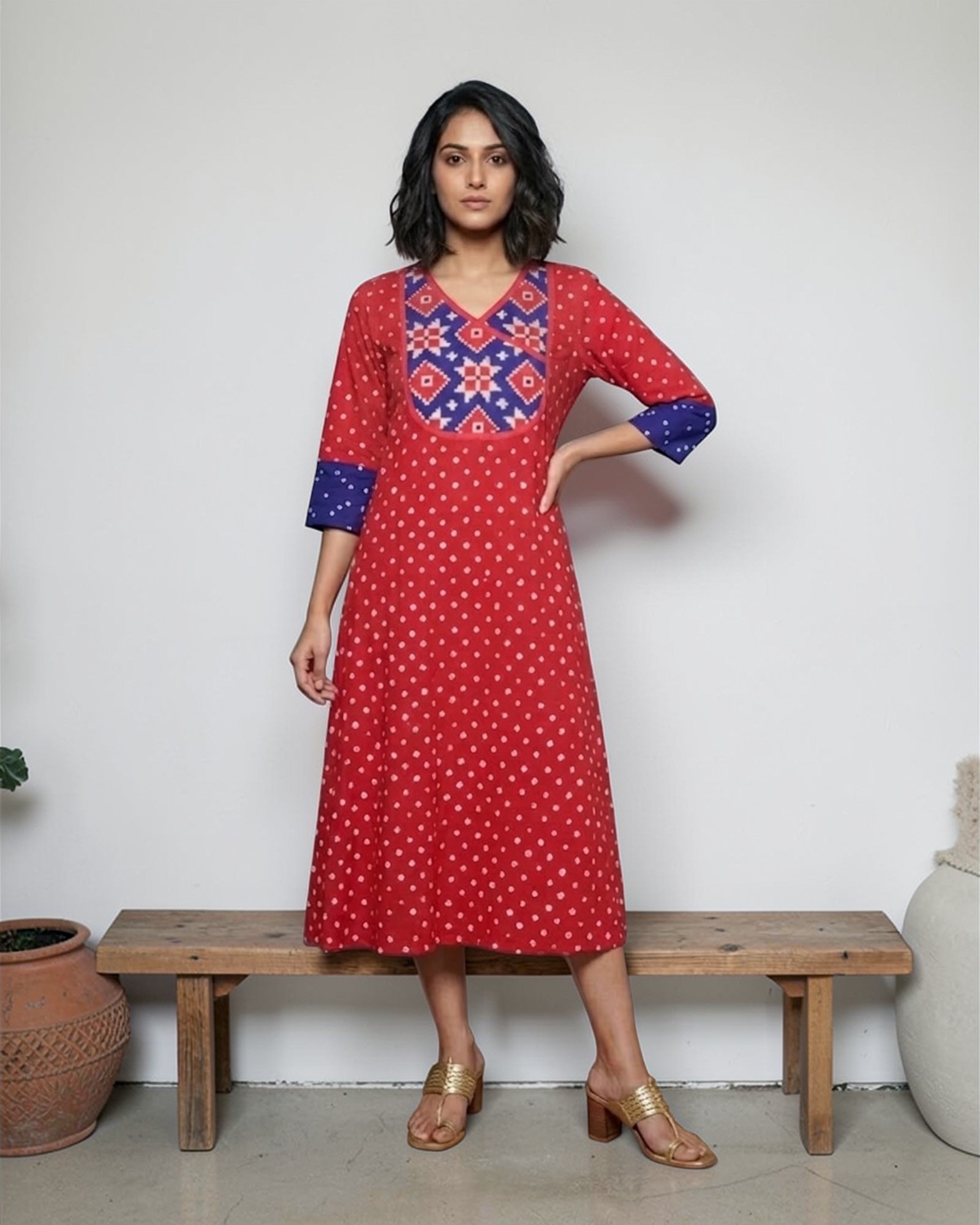 Bandhej Telia Rumal Kurta