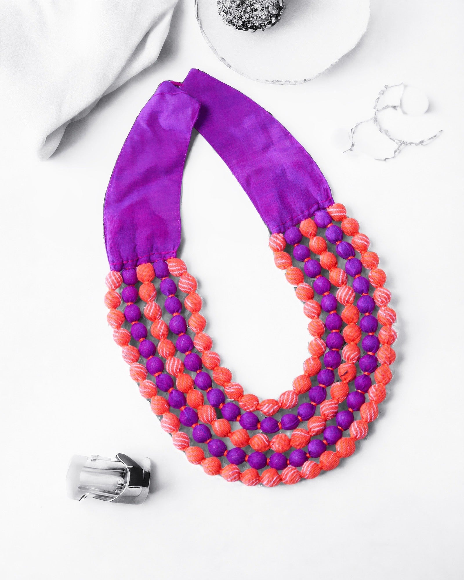 Ikat fabric beads Necklace