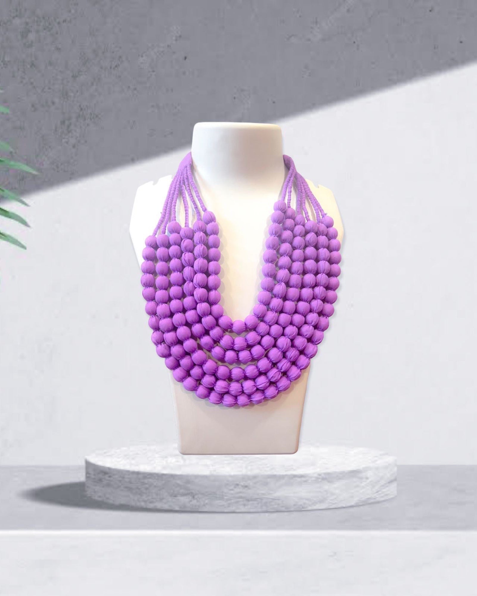 Purple Fabric Beads Necklace