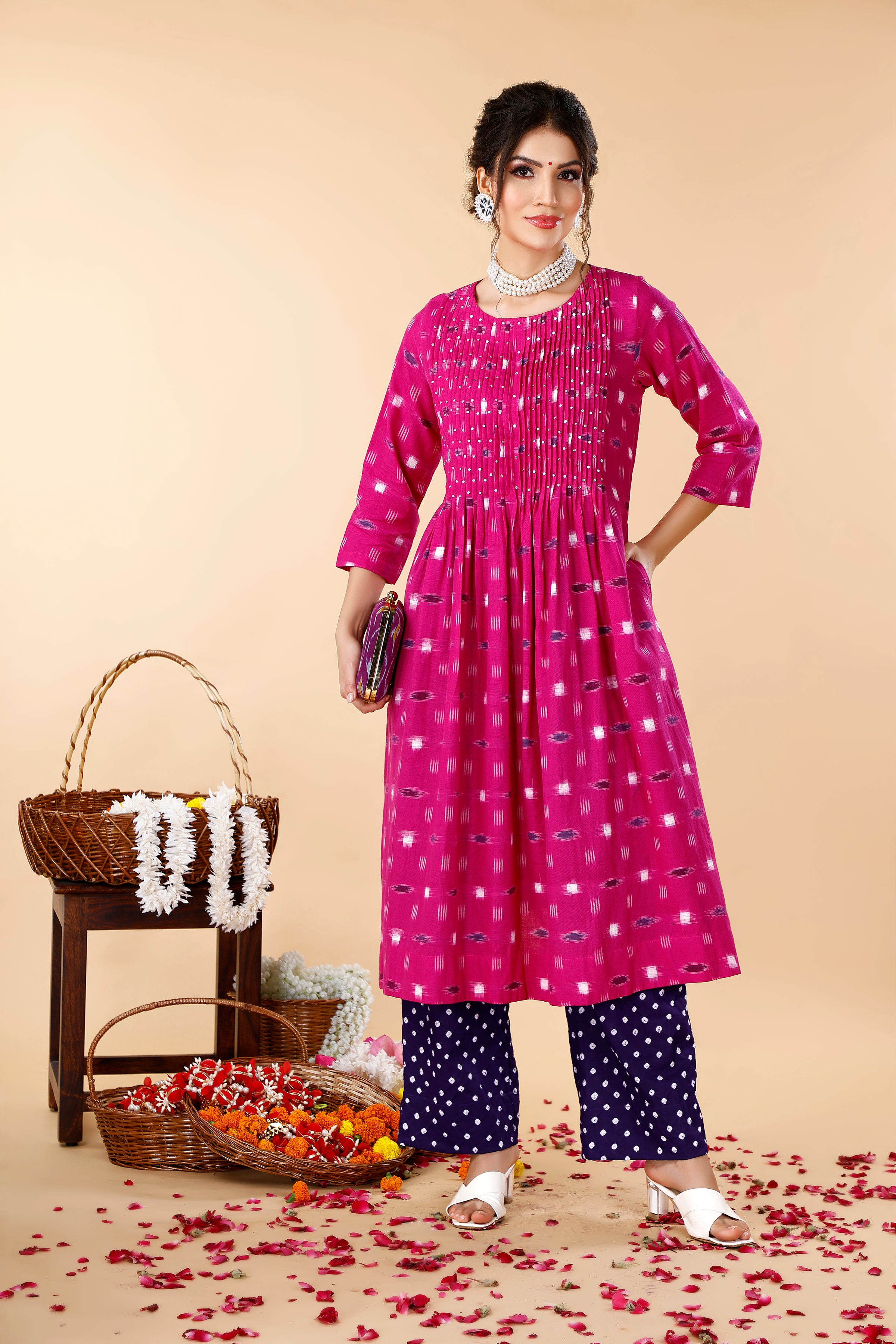 Pink Double Ikat Coord Set