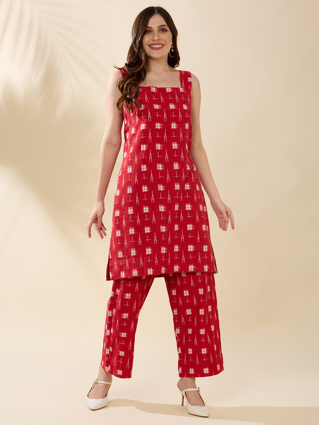 Red Ikkat Coord Set
