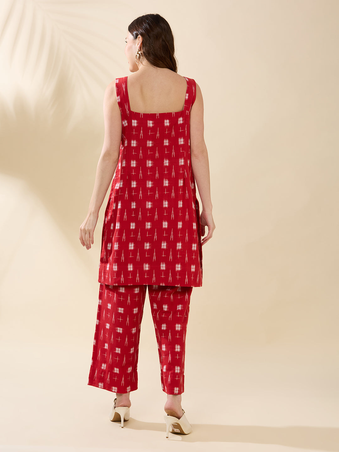 Red Ikkat Coord Set