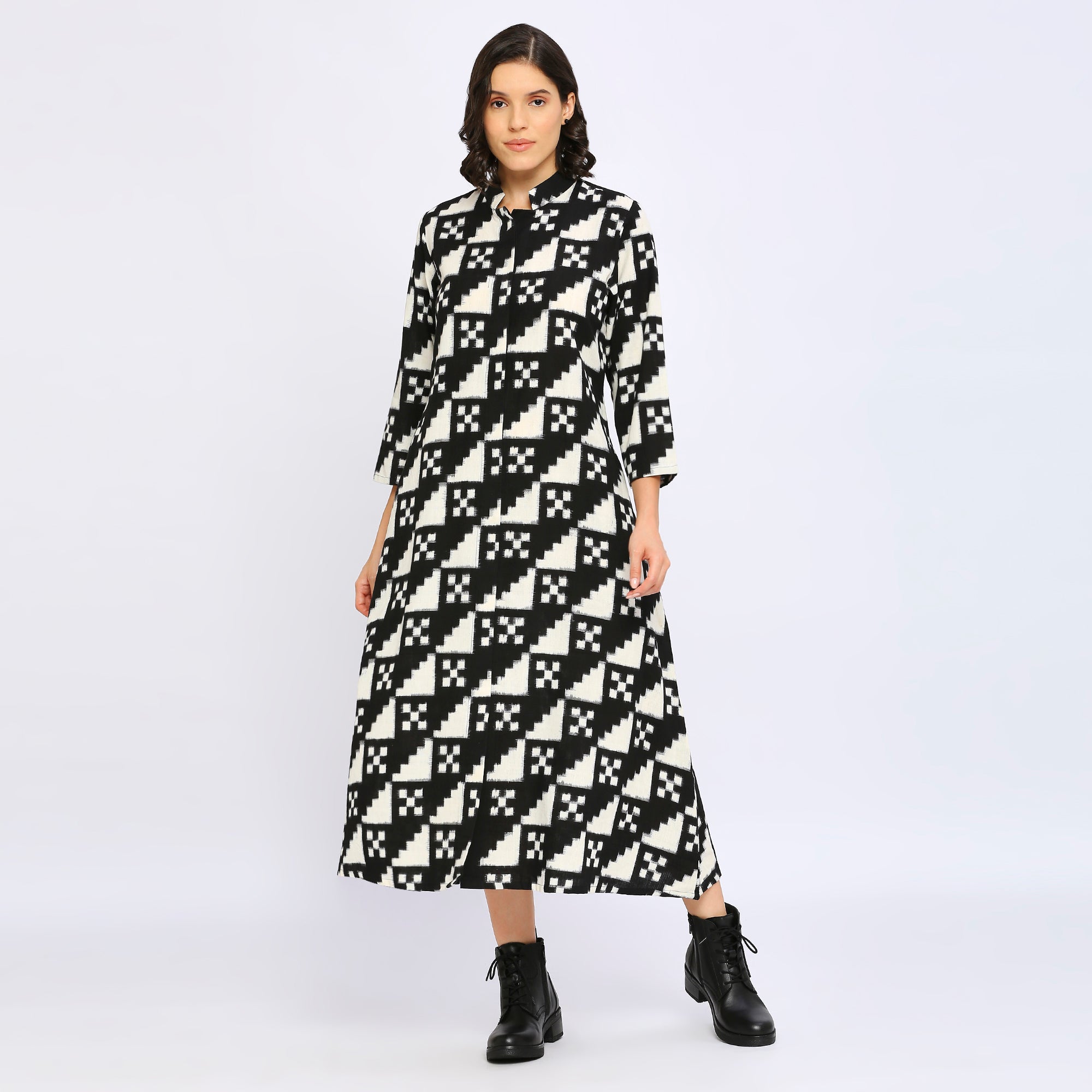 Monochrome Double Ikat Jacket Dress