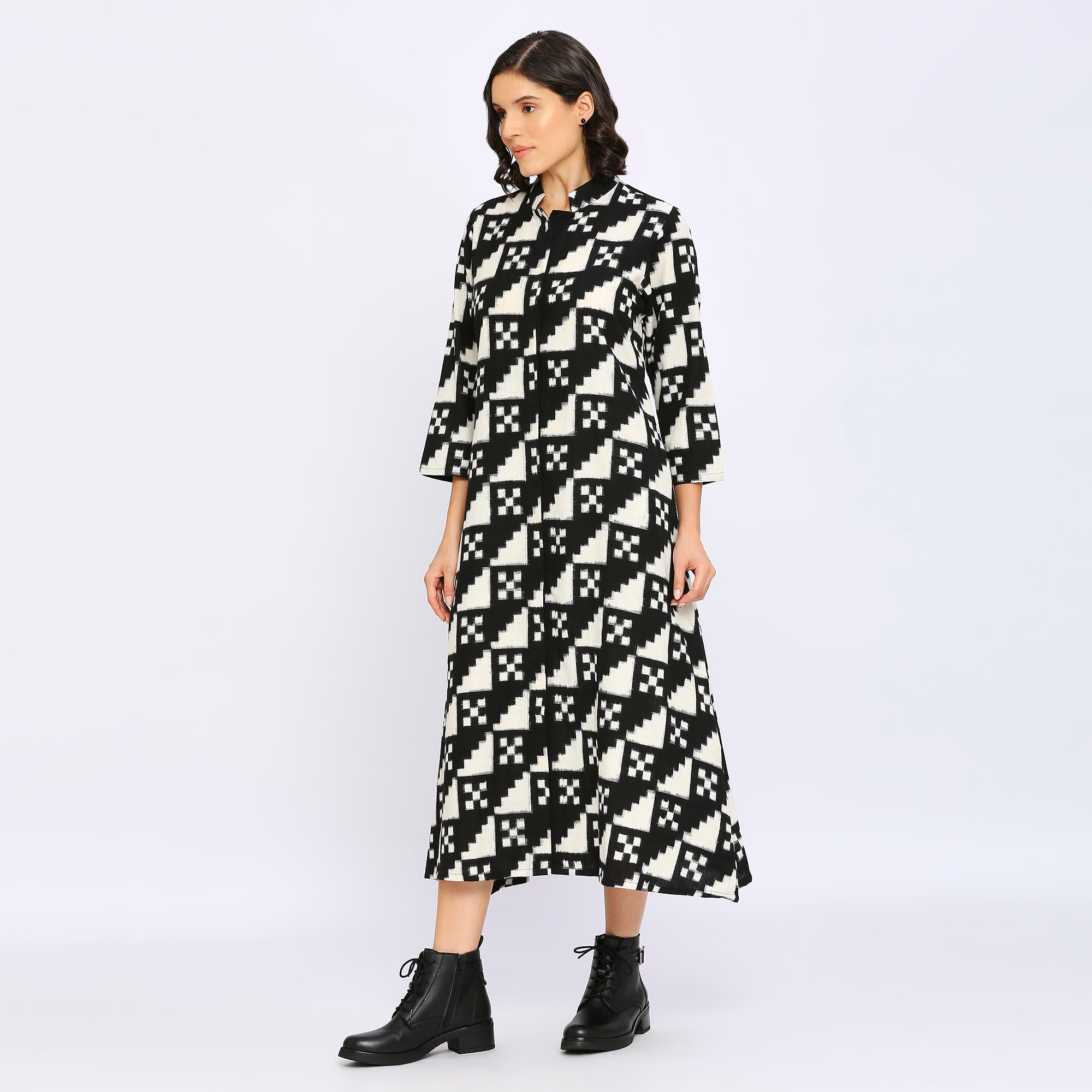 Monochrome Double Ikat Jacket Dress