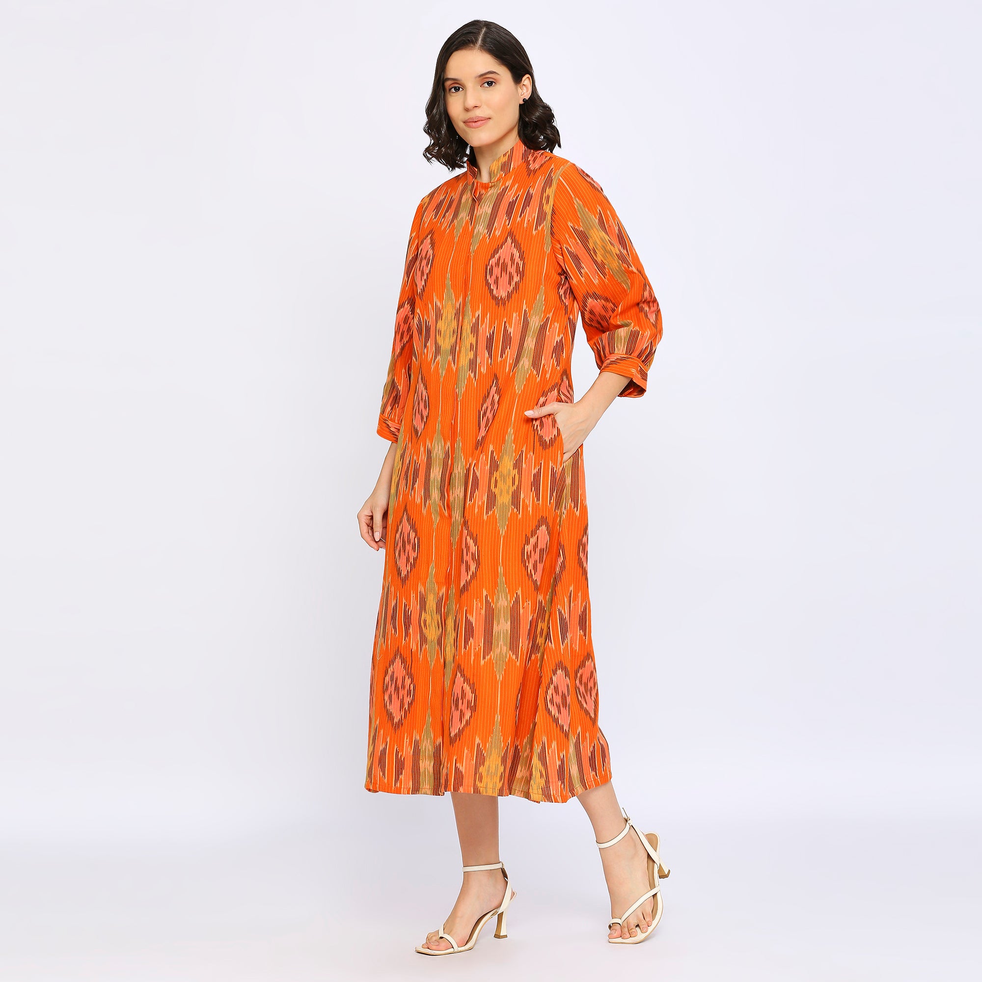 Tangerine Ikat Jacket Dress