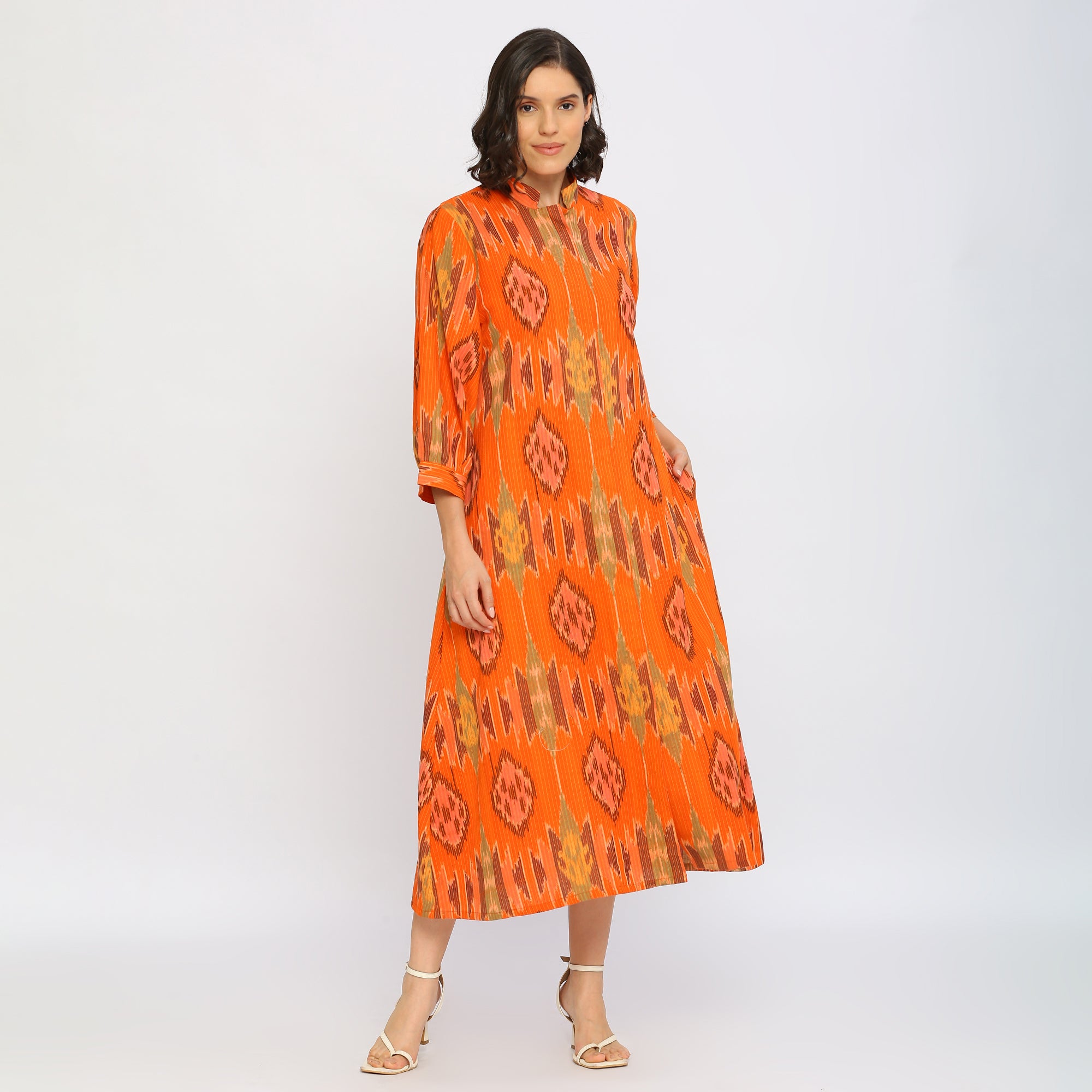 Tangerine Ikat Jacket Dress  - World of Ikkat 