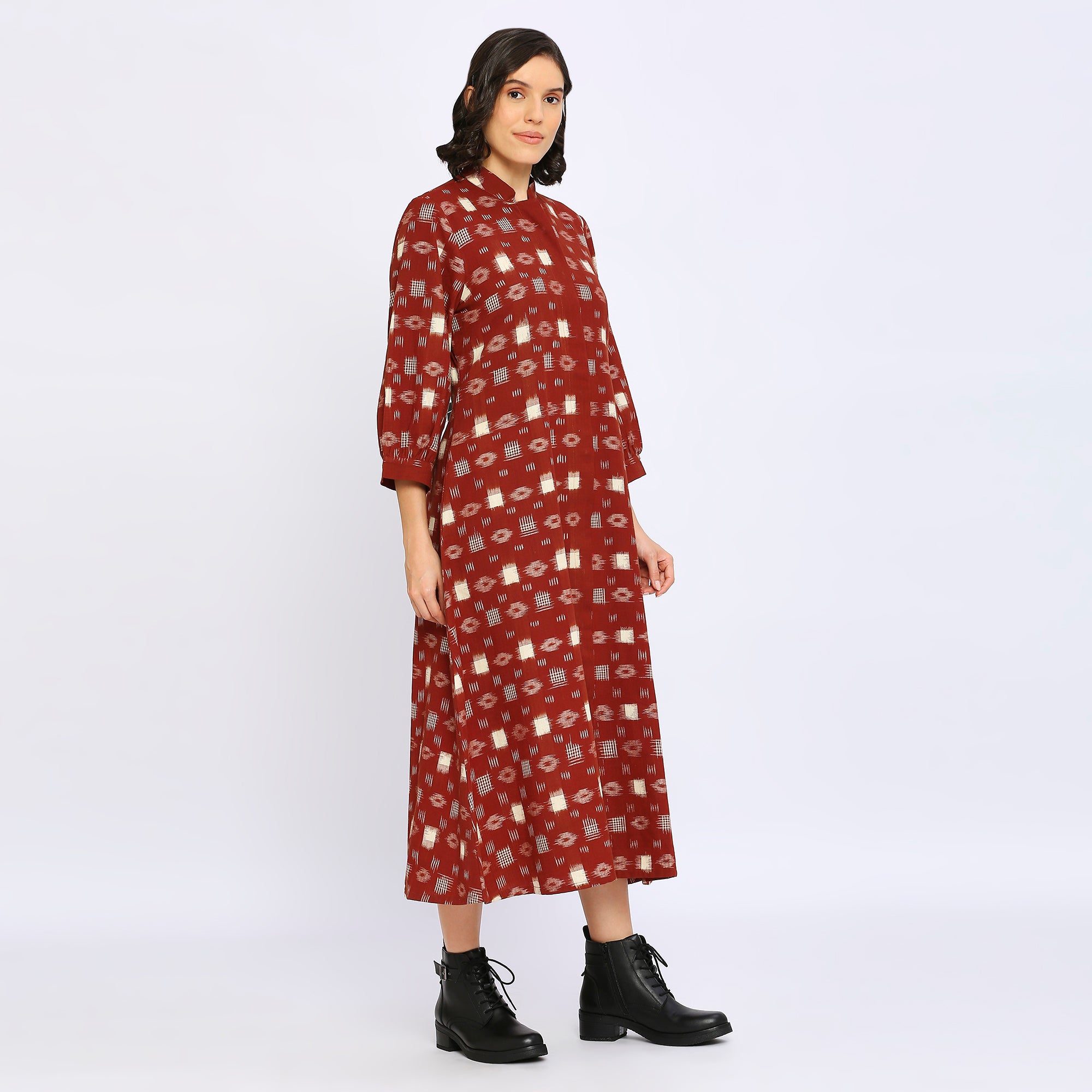 Double Ikat Dress Caramel