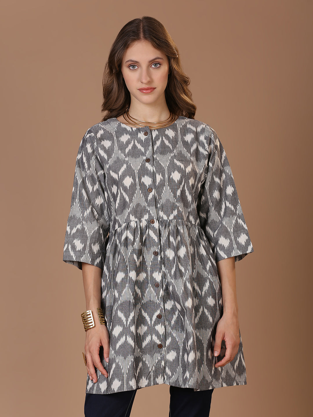 Grey Ikat Kurta