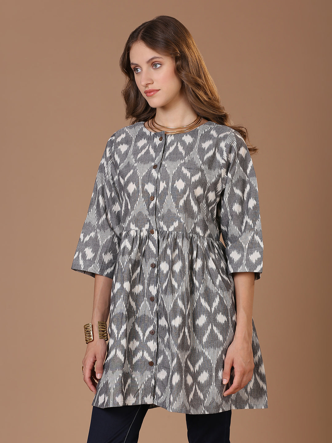 Grey Ikat Kurta