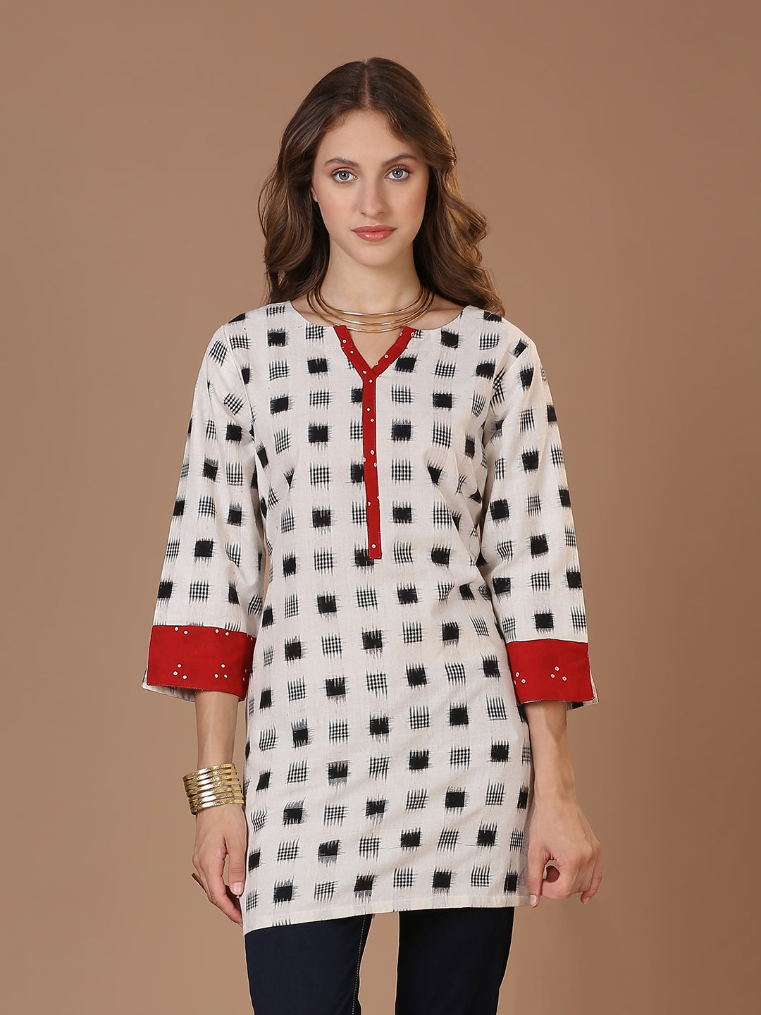 White Double Ikat Kurta