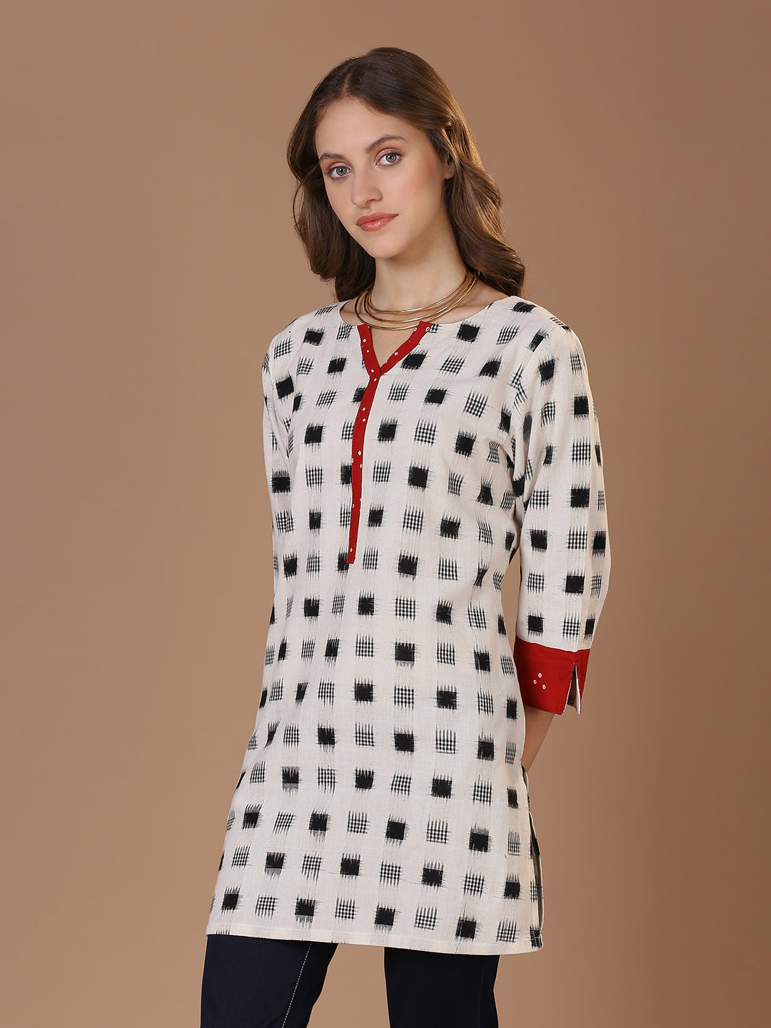 White Double Ikat Kurta