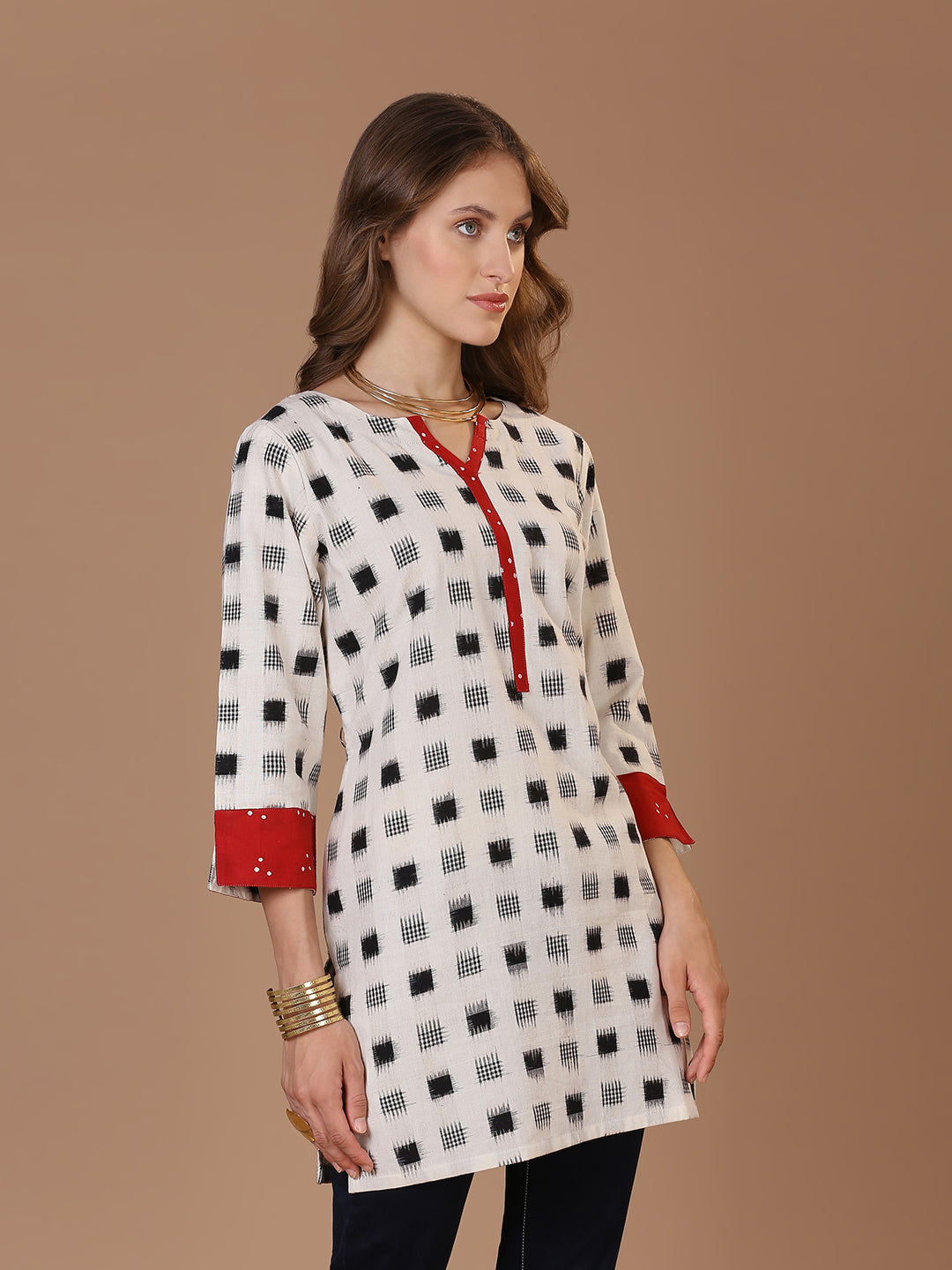 White Double Ikat Kurta