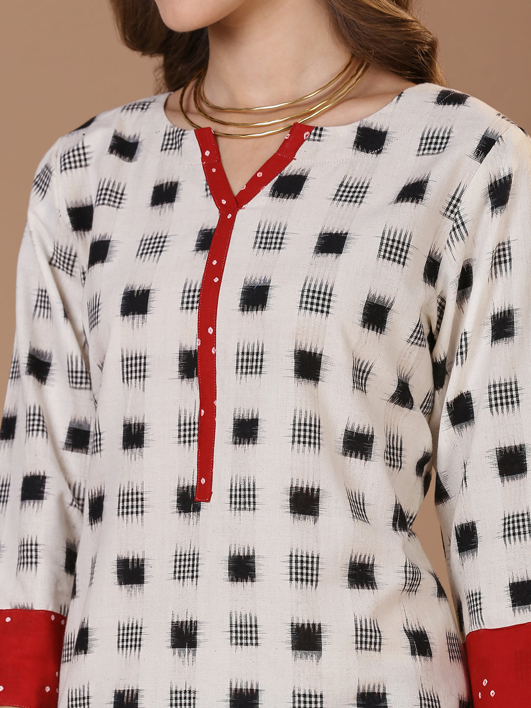 White Double Ikat Kurta