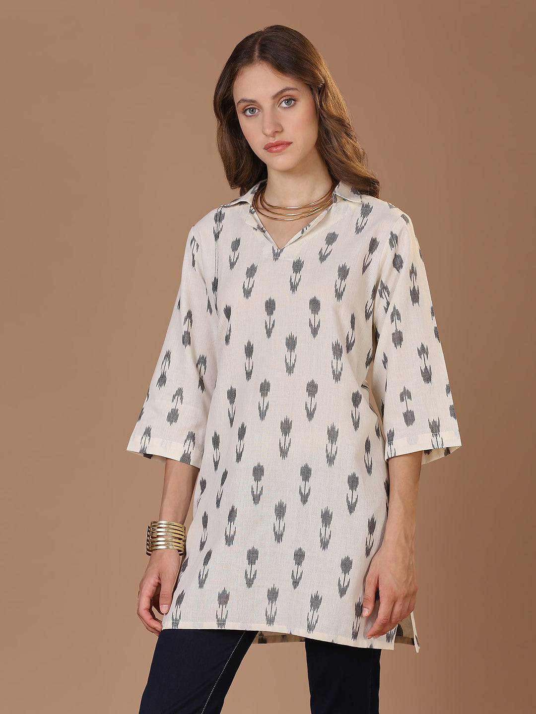 White Ikat Kurta