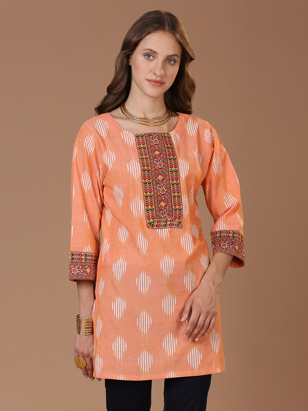 Orange Ikat Kurta