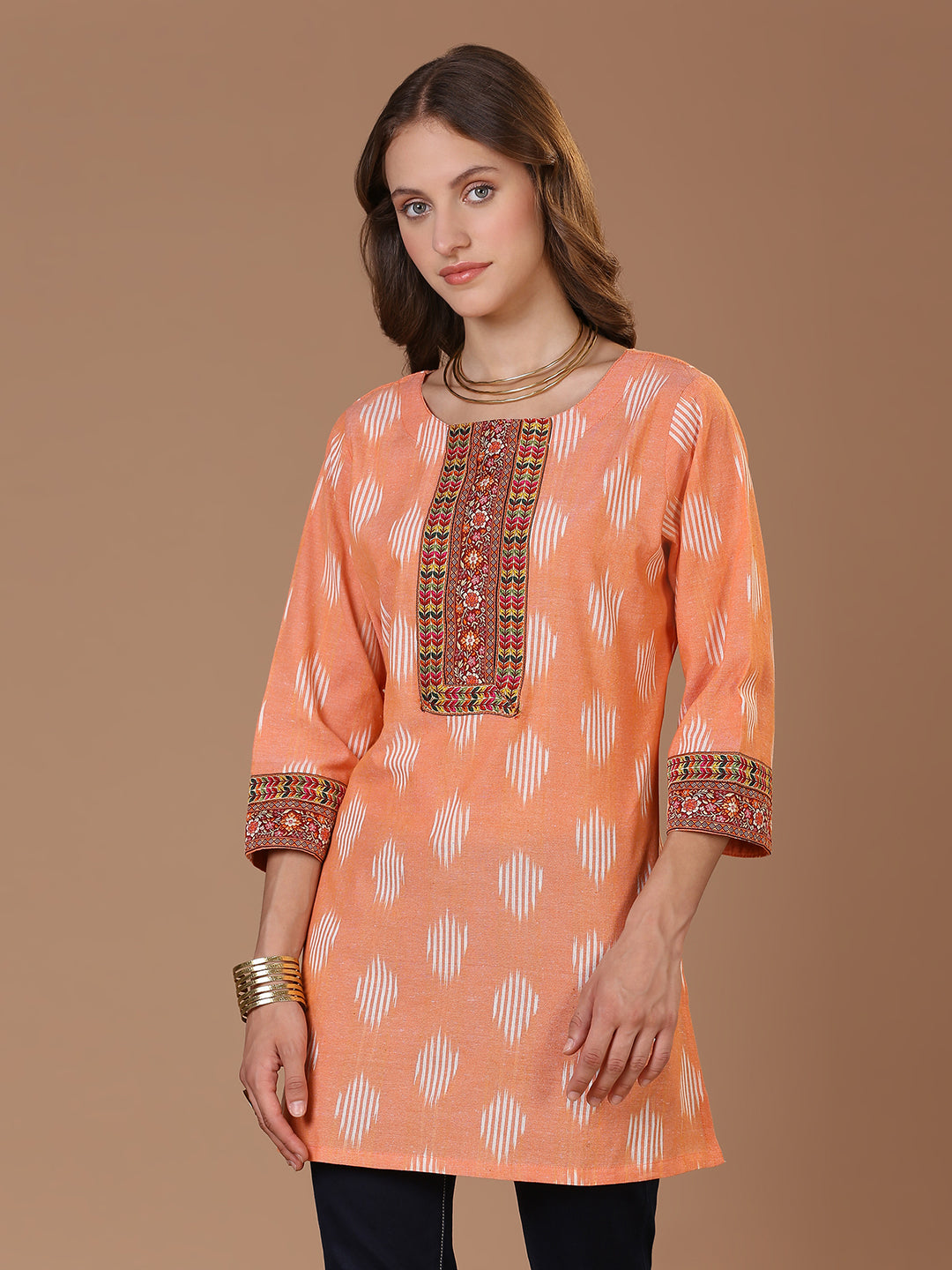 Orange Ikat Kurta