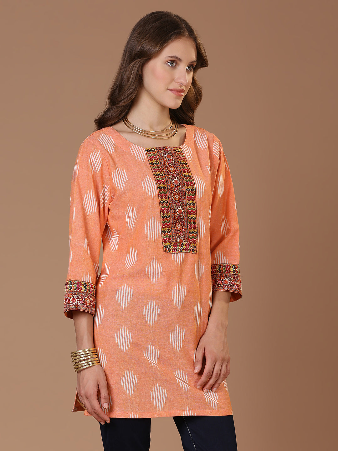 Orange Ikat Kurta