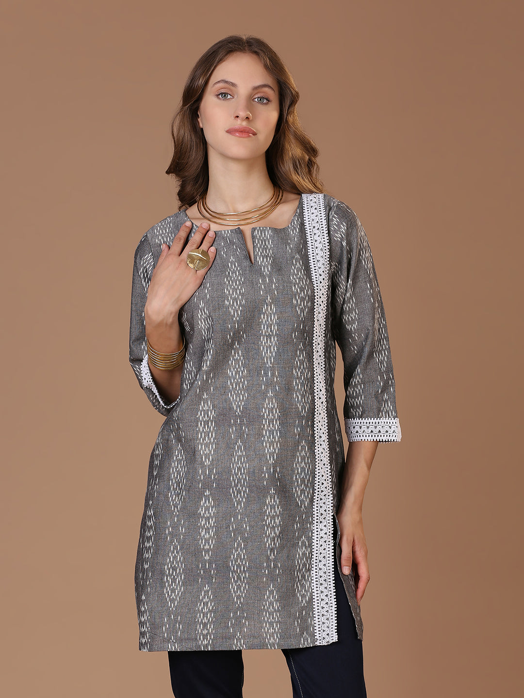 Grey Ikat Kurta