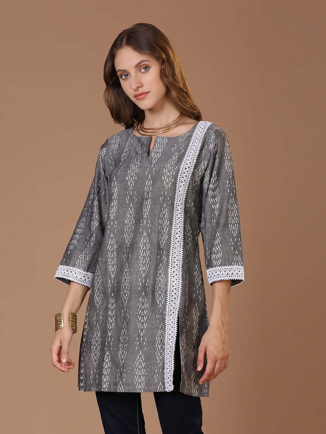 Grey Ikat Kurta