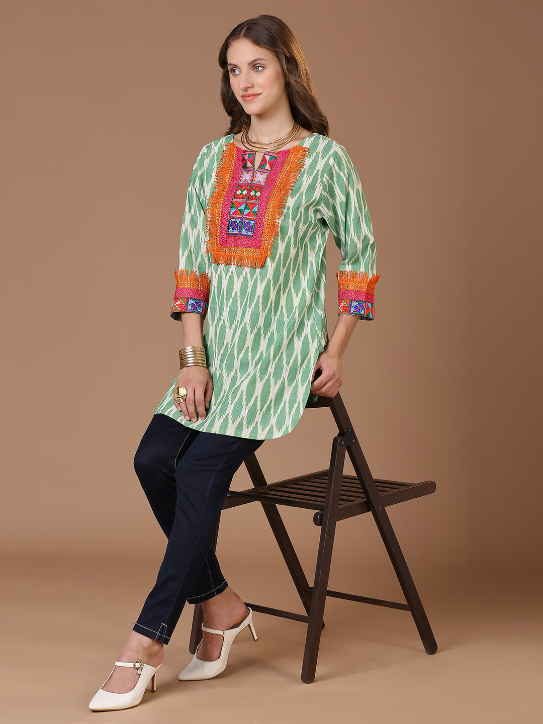 Green Ikat Kurta