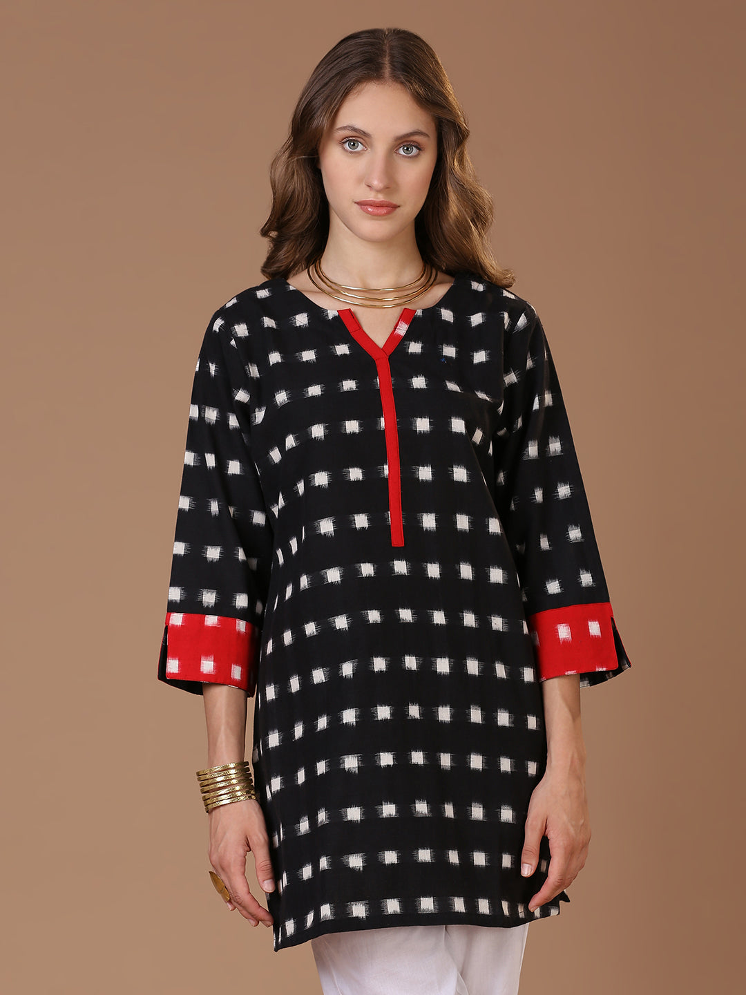 Black Double Ikat Kurta