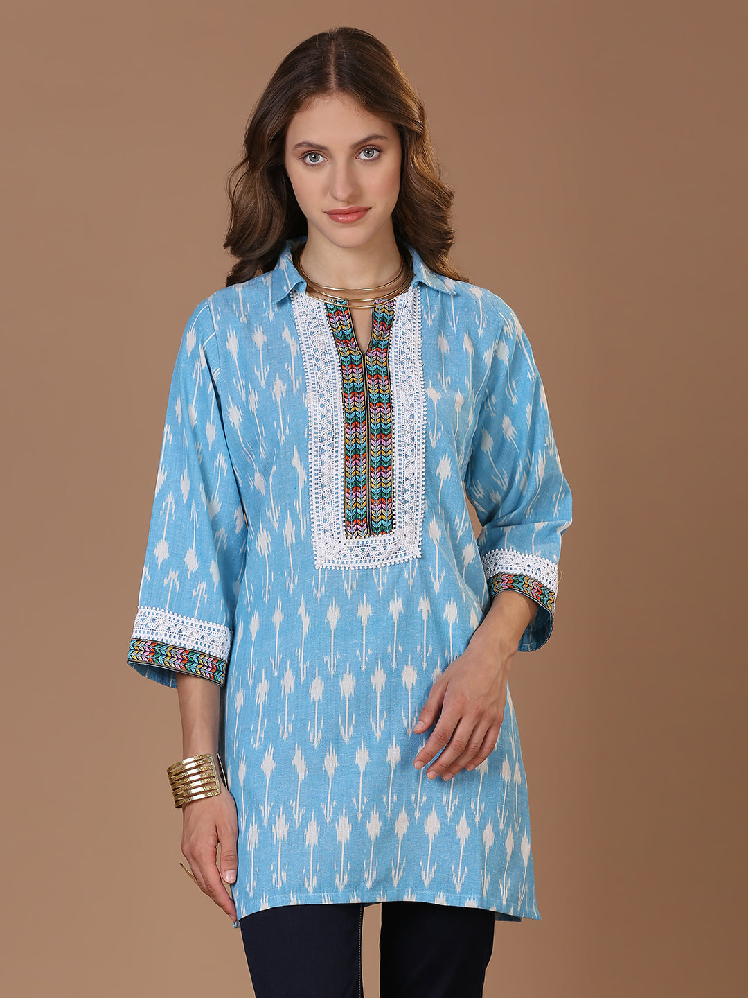 Blue Ikkat Kurta