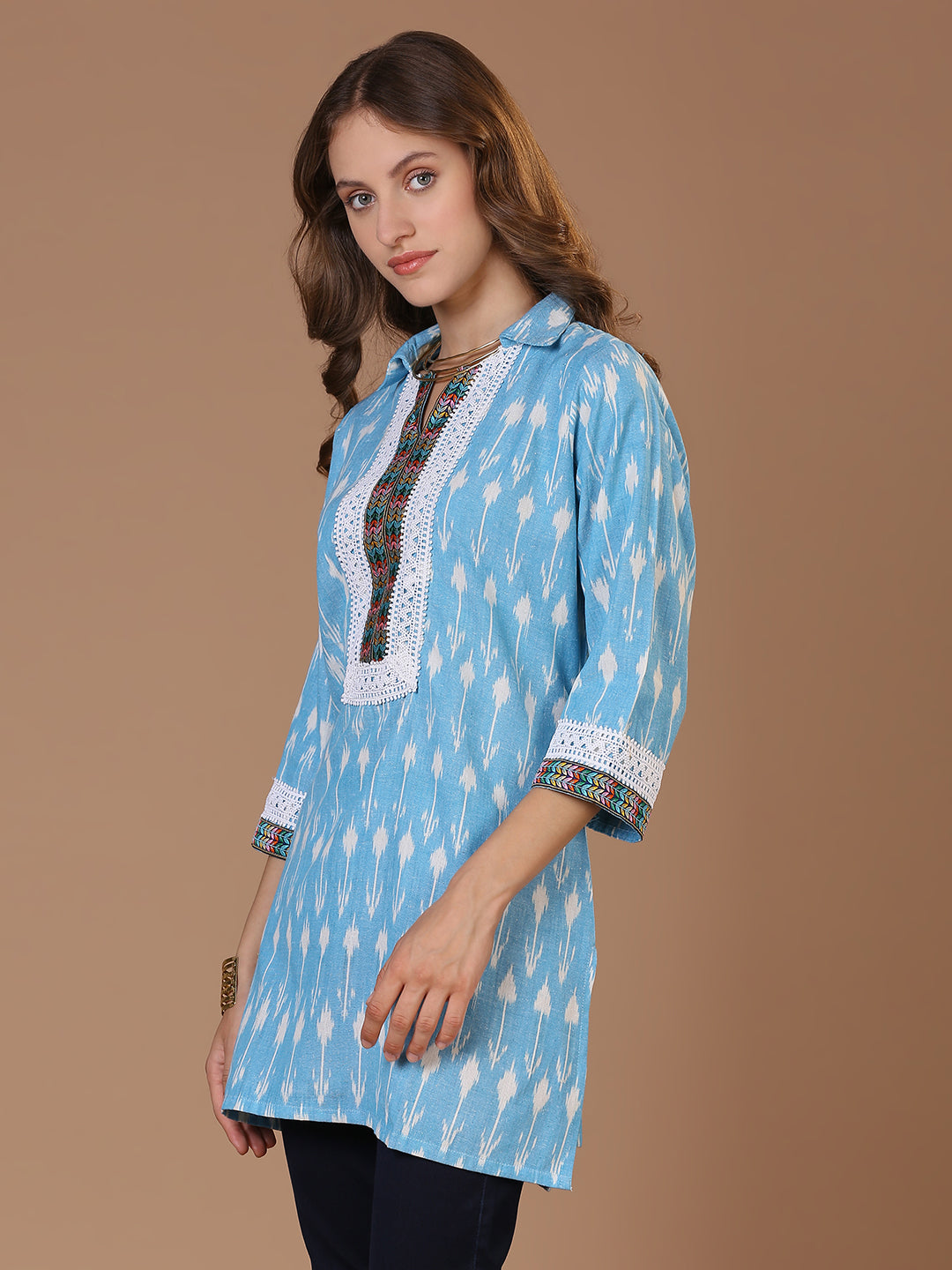 Blue Ikkat Kurta