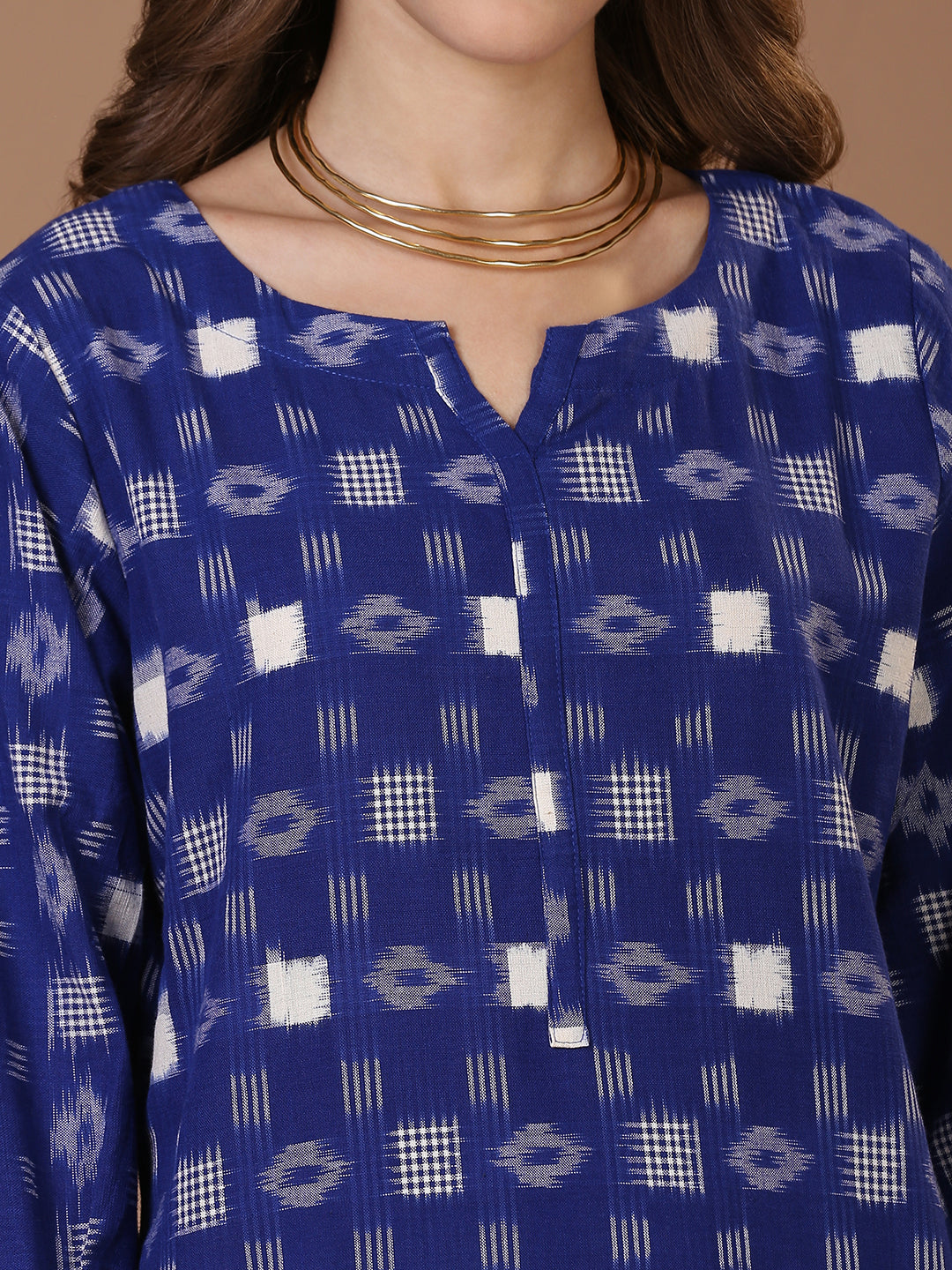 Blue Double Ikat Kurta