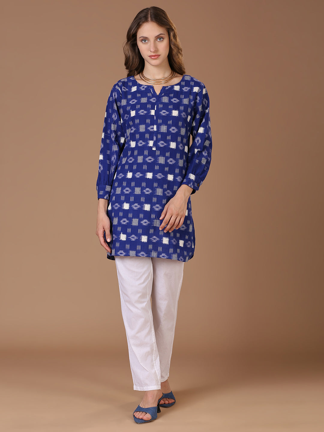 Blue Double Ikat Kurta
